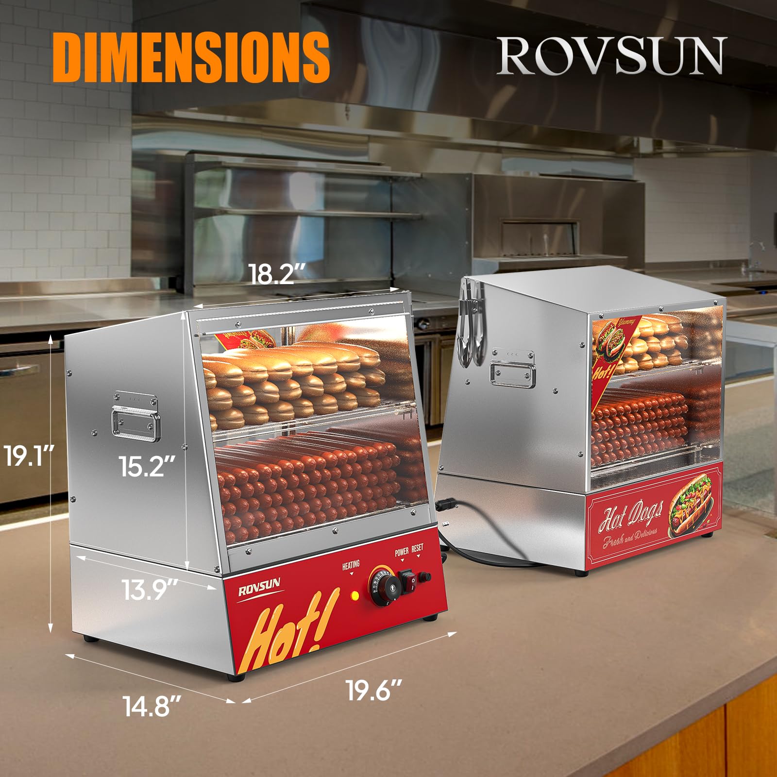 ROVSUN 32 QT 175 Hot Dogs / 40 Buns Pre-Cooked Hot Dog Steamer