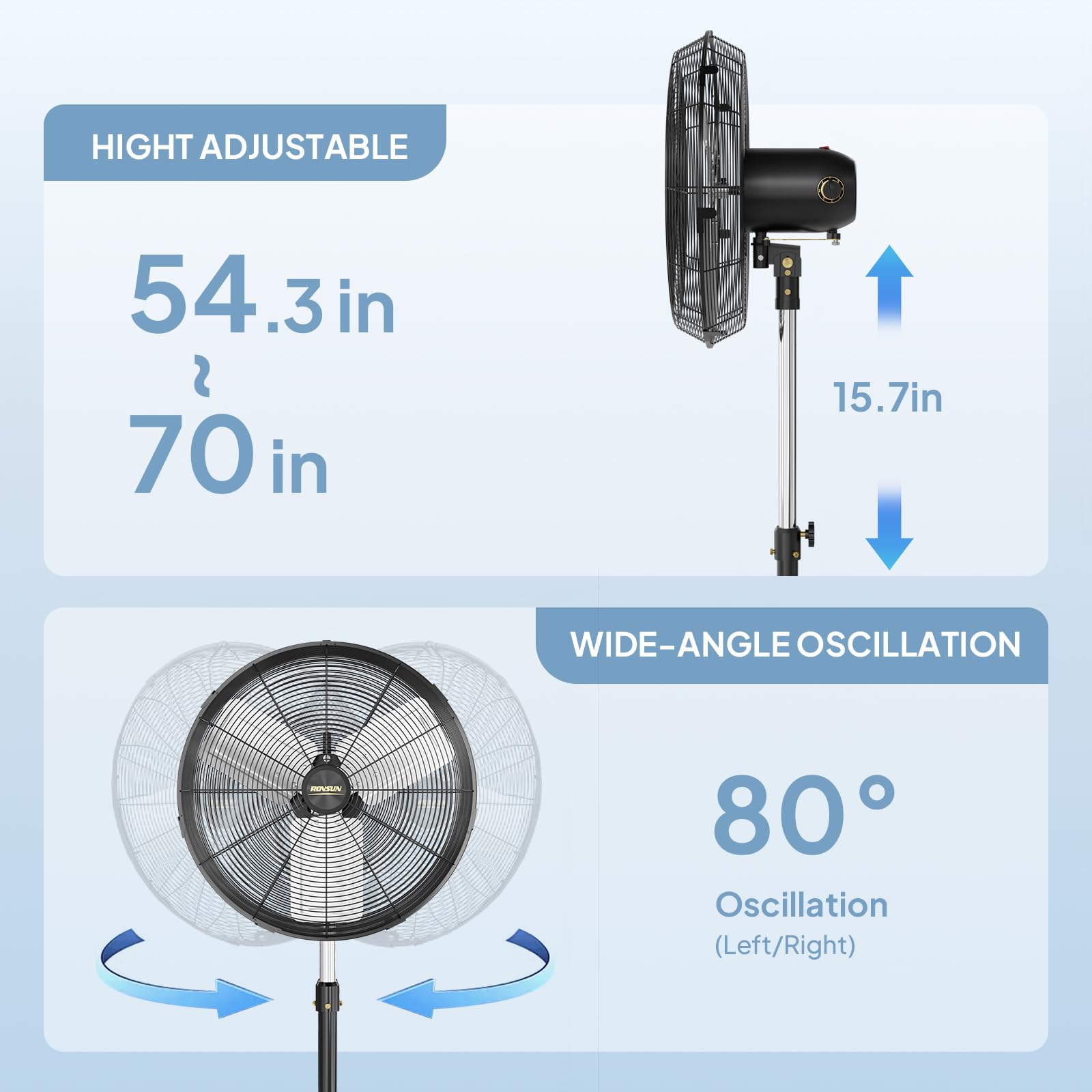 ROVSUN 20" 110W 110V Industrial Pedestal Fan