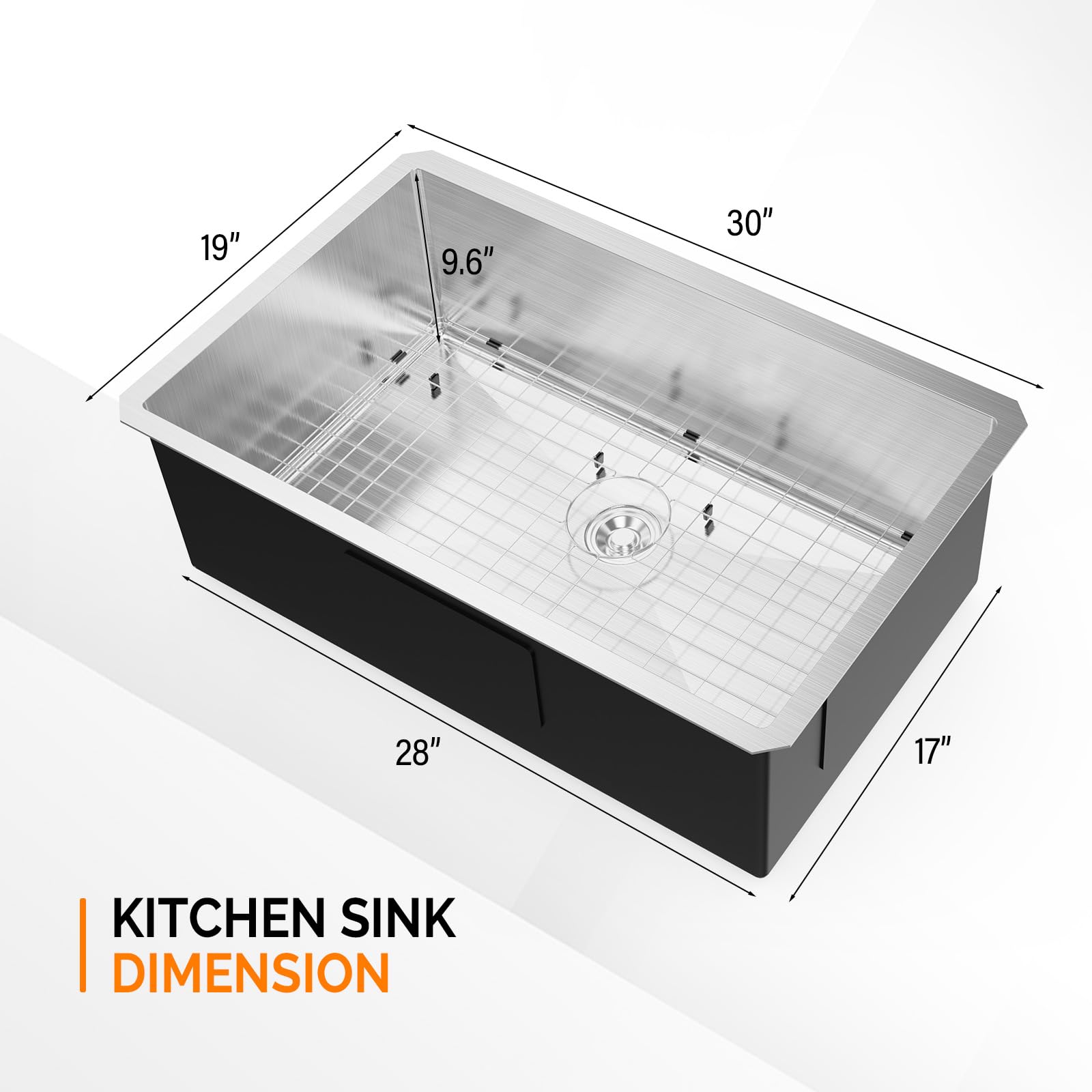ROVSUN 30" x 19" Undermount Stainless Steel Sink Kitchen with Protector