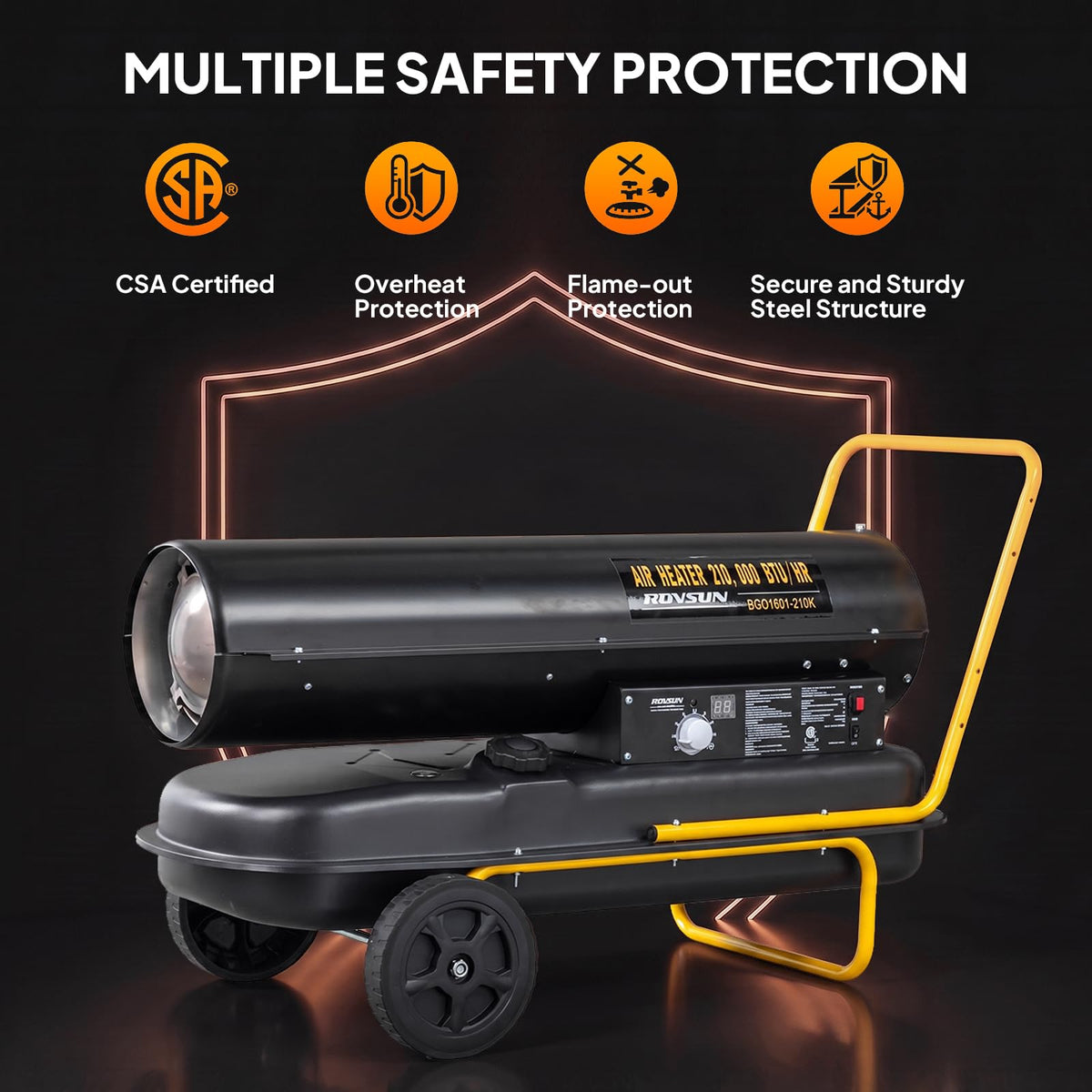 ROVSUN 210000 BTU Kerosene Forced Air Heater Portable Torpedo Diesel Space Heater