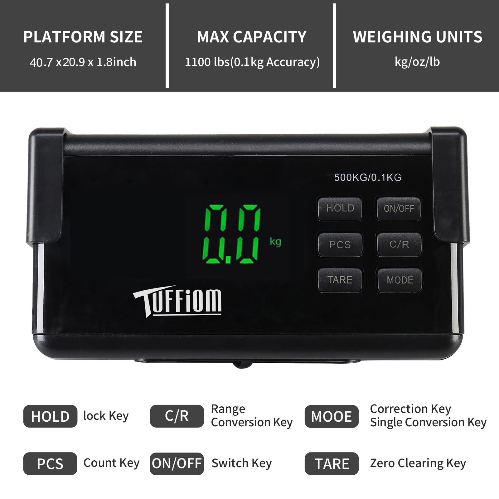 1100 LBS x 0.2 LBS Livestock Scale Electronic Platform Scale for Dog Goat Sheep Black