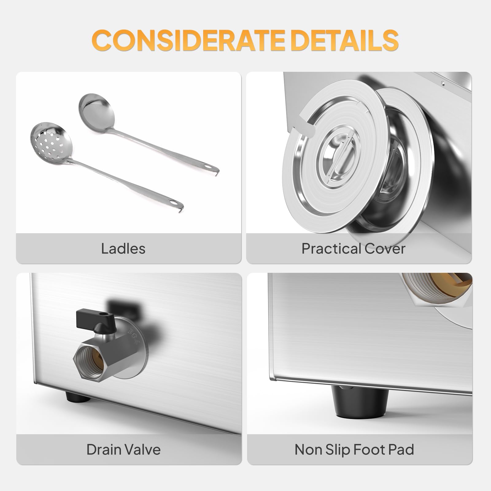 ROVSUN 30 QT 1,500W 110V Electric Soup Warmer Steam Table Countertop