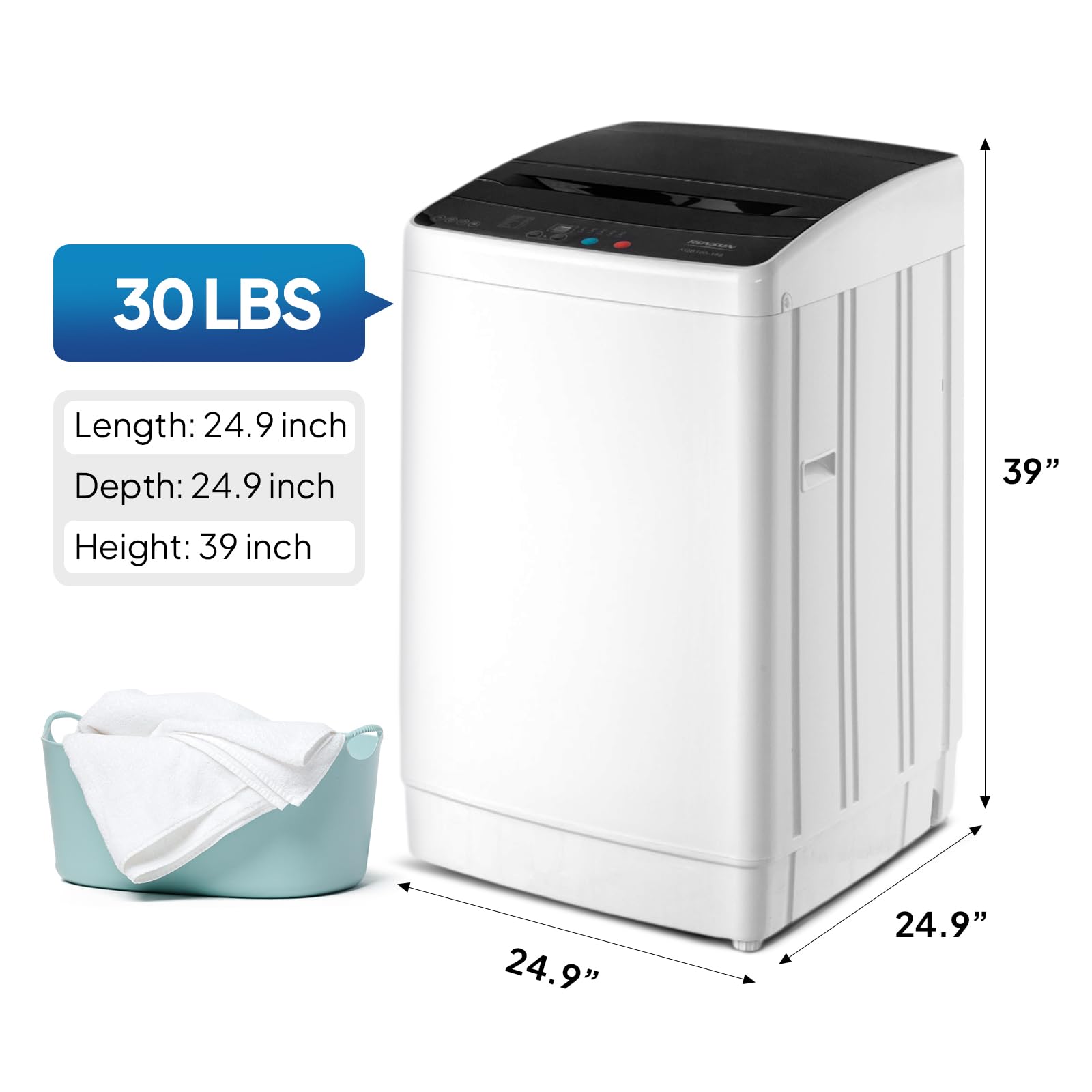 ROVSUN 3.0 Cu.Ft. 400W 110V Automatic Top-Loading Washer