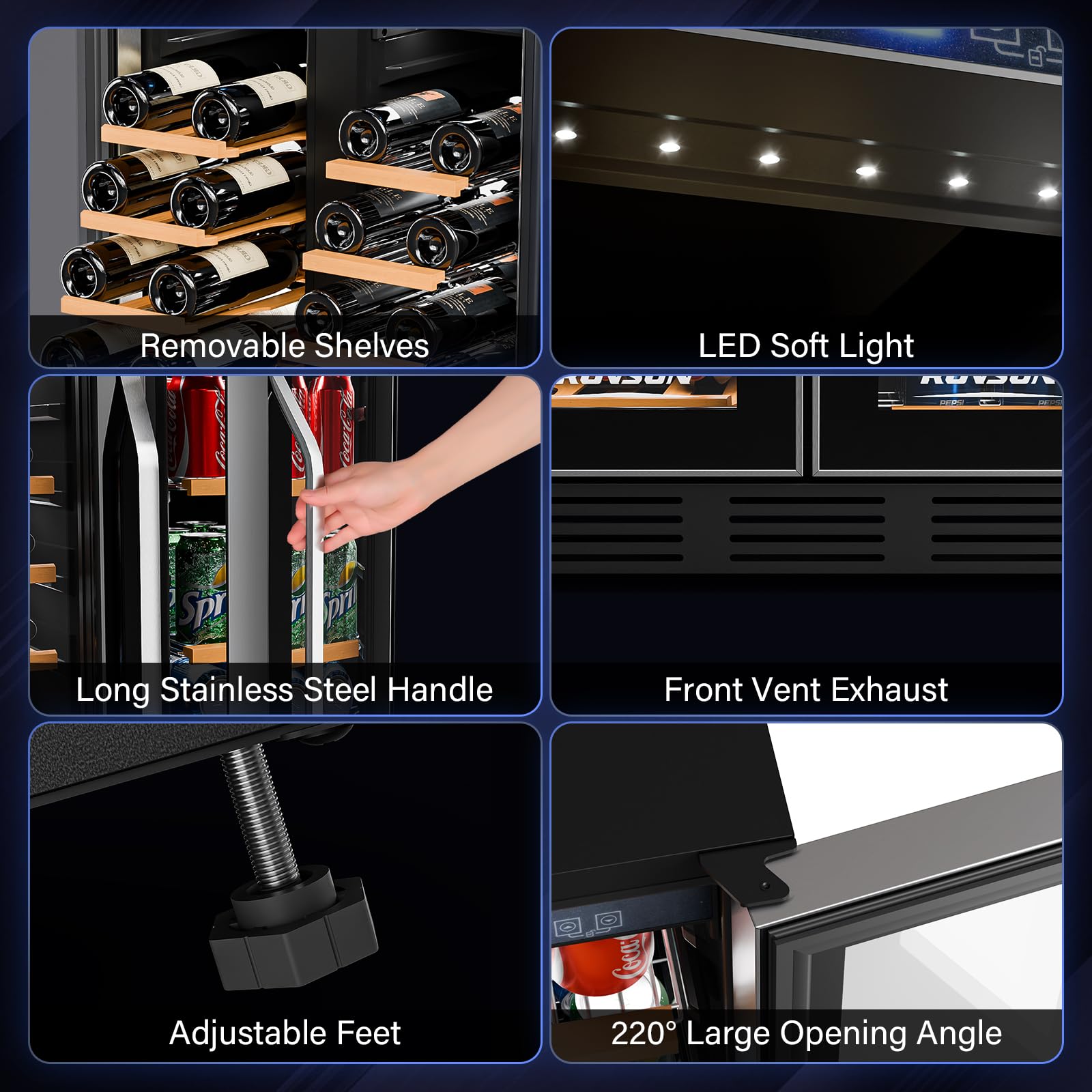 ROVSUN 34-Bottle 24" Wide Dual Zone Wine Cooler Fridge with Digital Temp Control