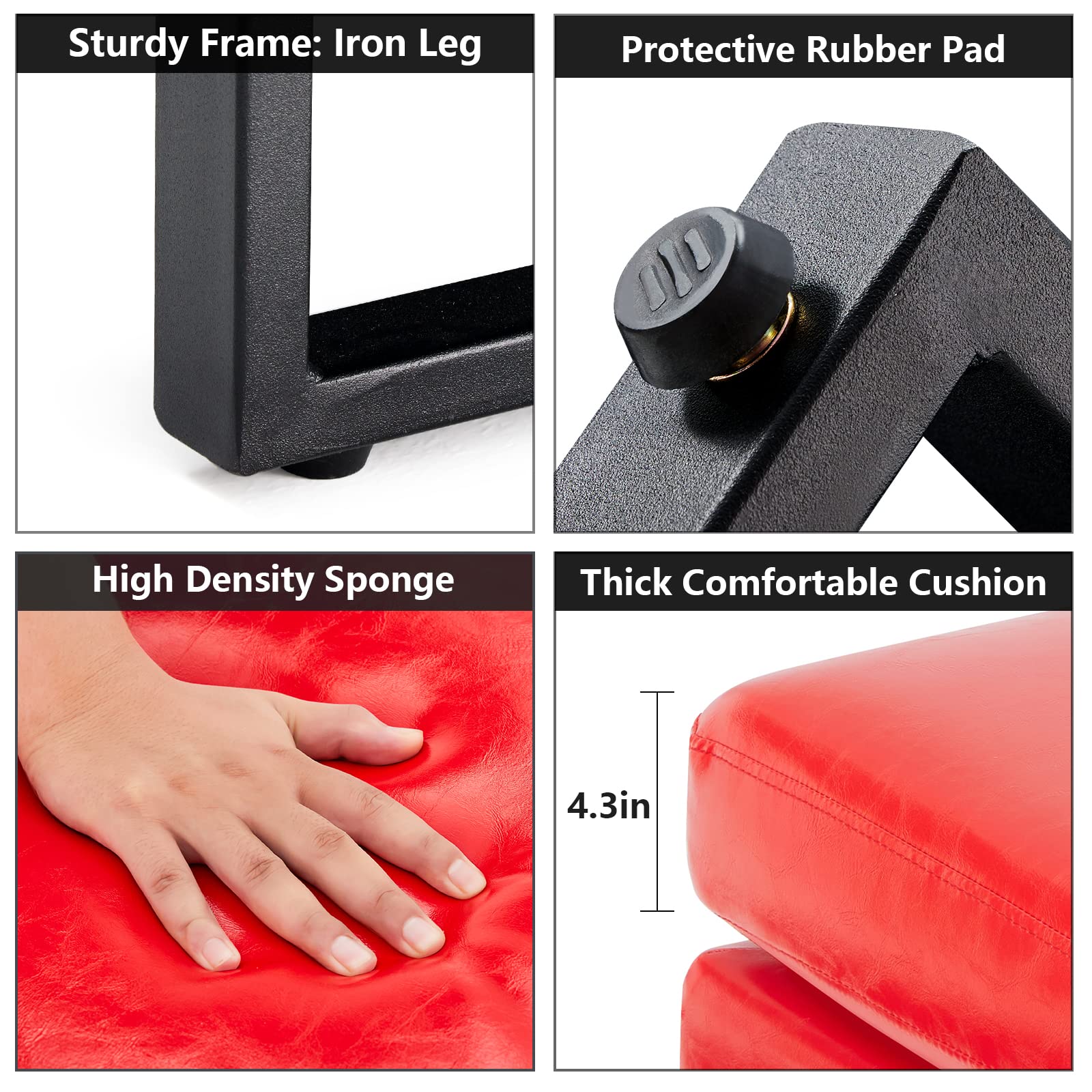 59.5" Waiting Chair Bench Seating Faux Leather Red