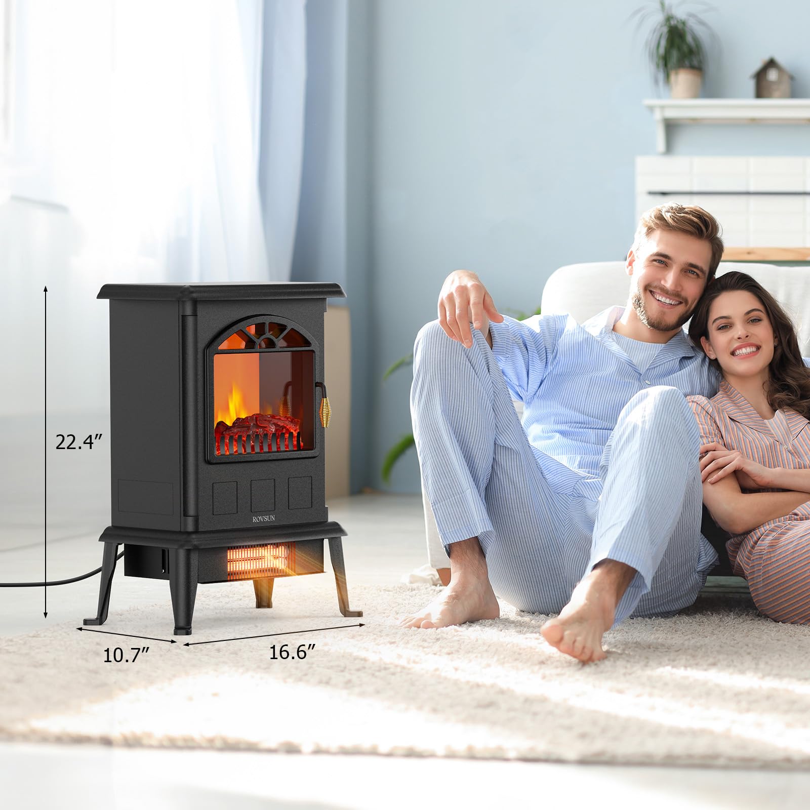 ROVSUN 22" High 1500W 120V Electric Fireplace Stove Black