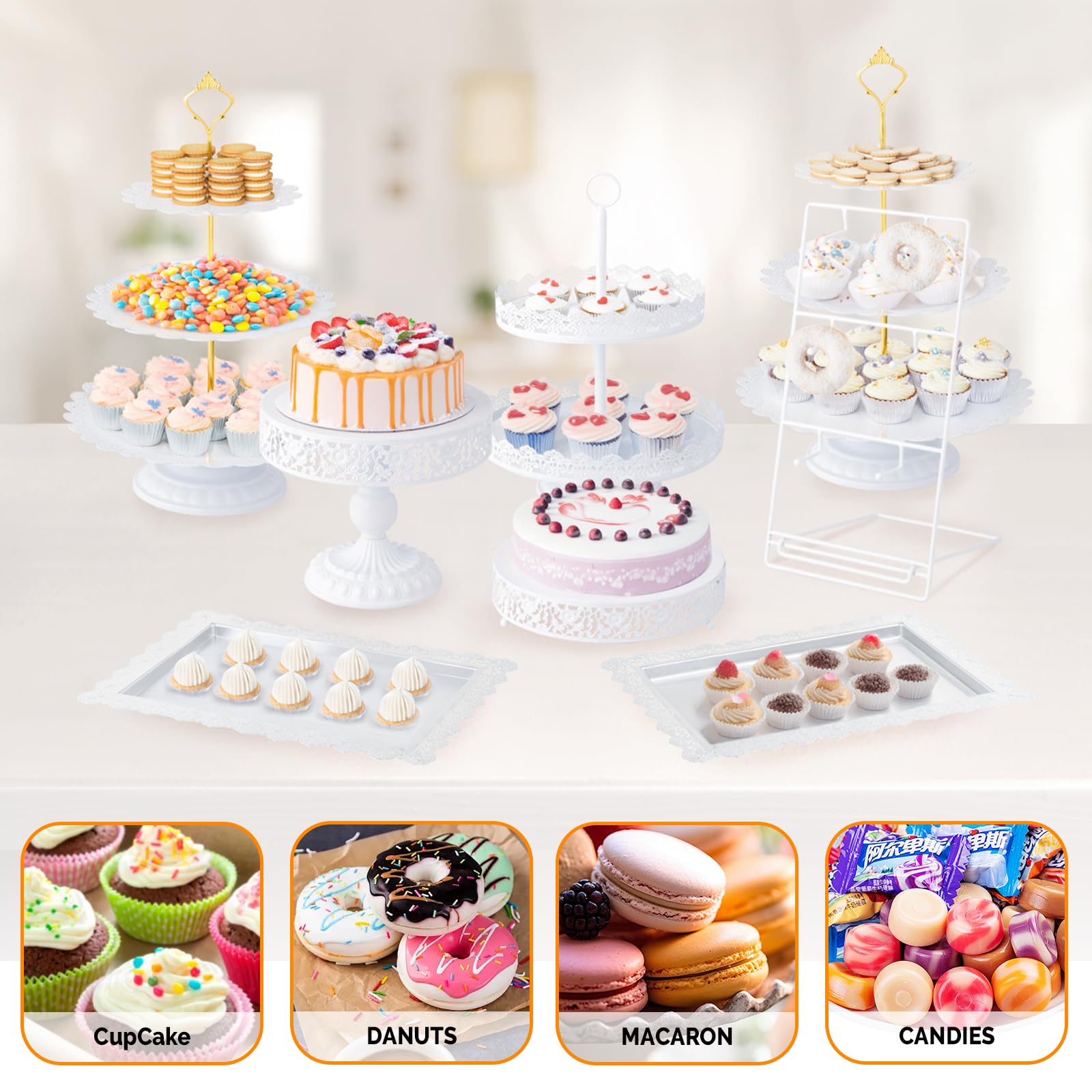 ROVSUN 12 PCS White Dessert Table Display Set