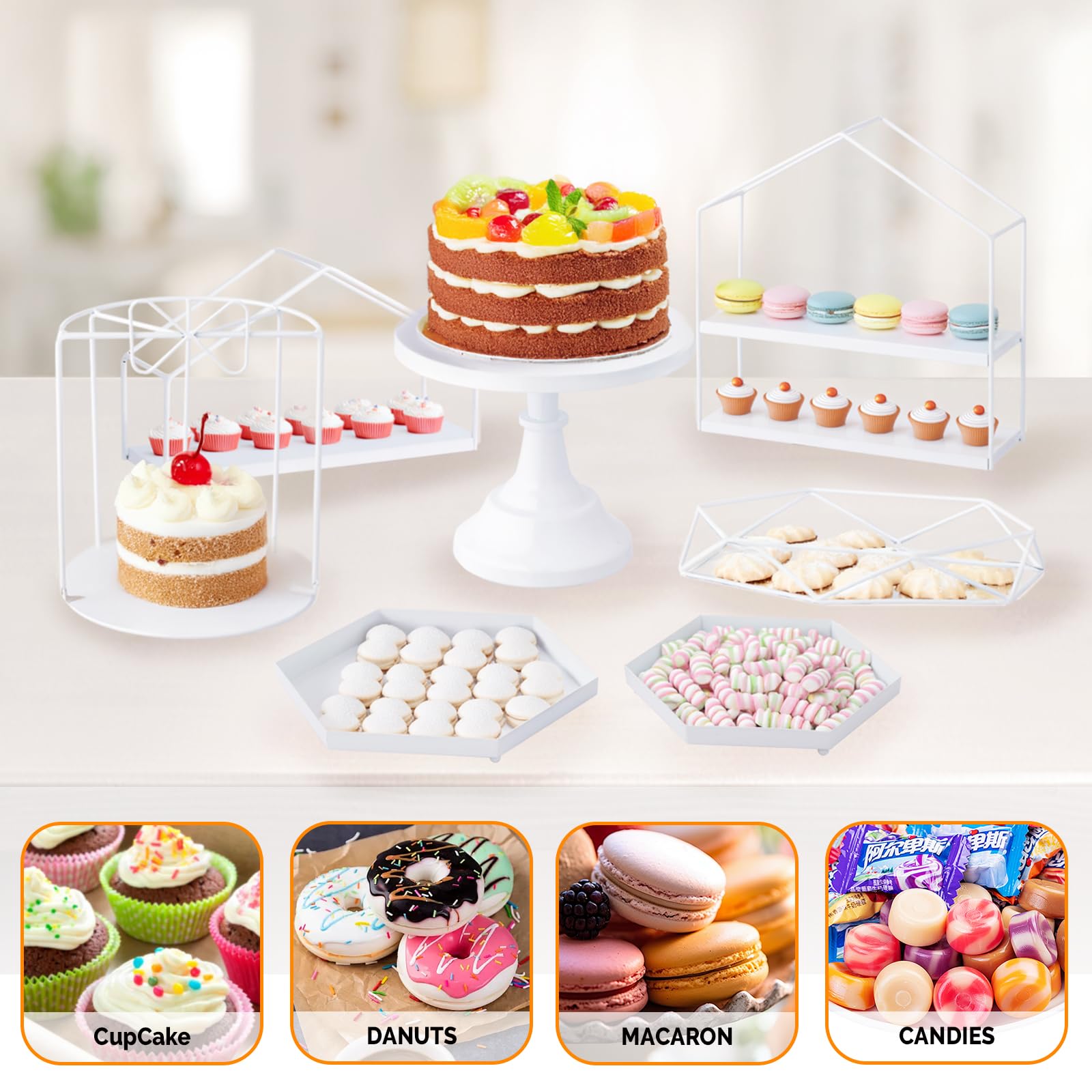 ROVSUN 7 PCS White Cake Stand Set
