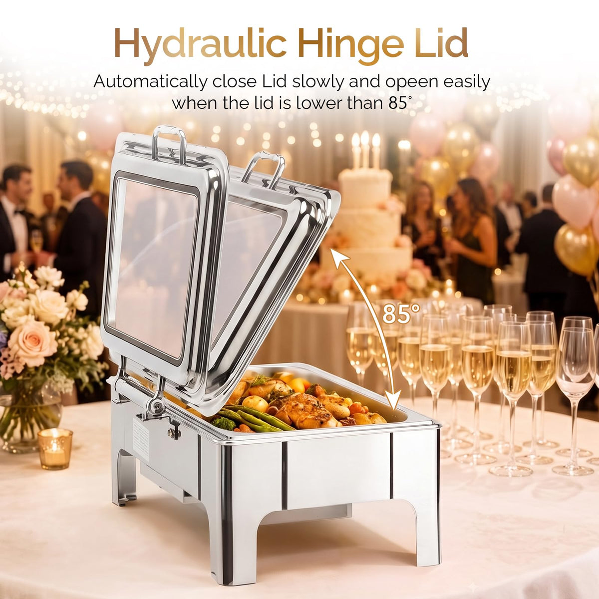 ROVSUN 9 QT Electric Silver Chafing Dish Buffet Set with Temp Display