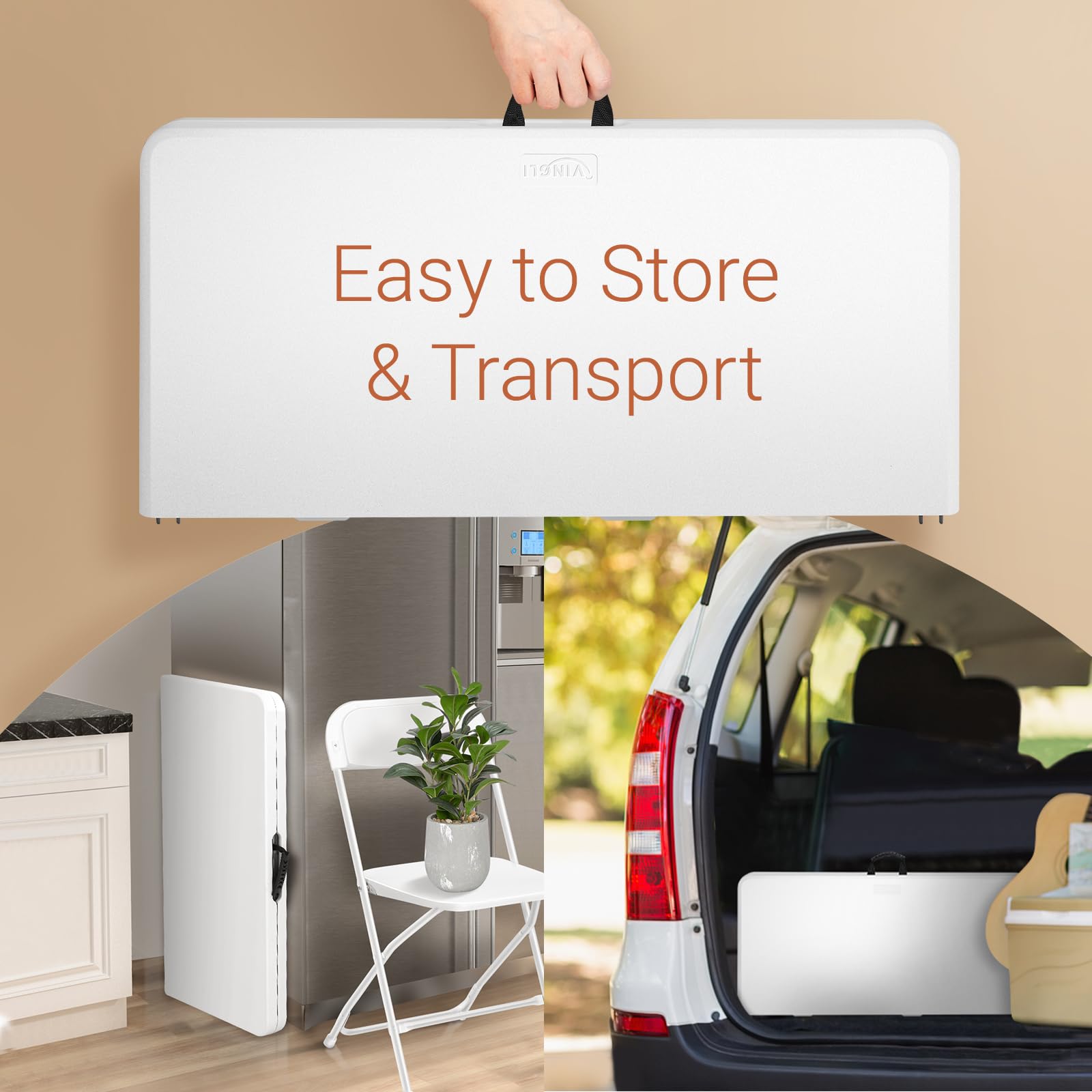 34" Square Bi-Folding Portable Plastic Dining Card Table