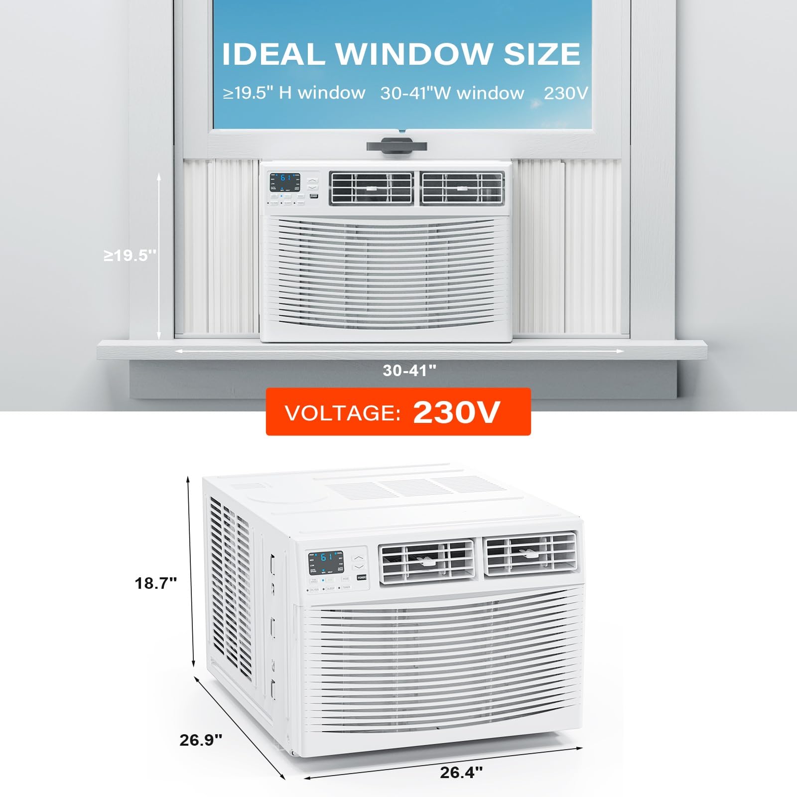 ROVSUN 2,3200 BTU 230V Window Air Conditioner with Heat & Wifi/APP & Install Kit