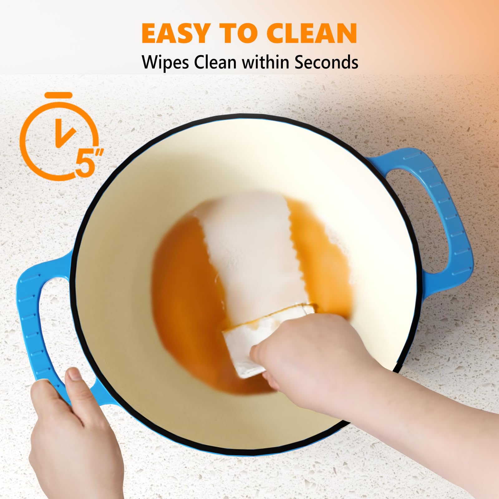 ROVSUN 7.5 QT Enameled Cast Iron Round Dutch Oven Blue