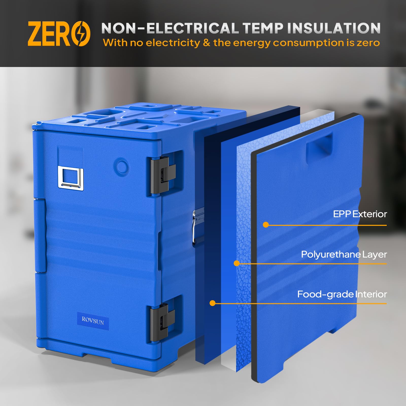 ROVSUN 109 QT Insulated Food Pan Carrier with Wheels Blue