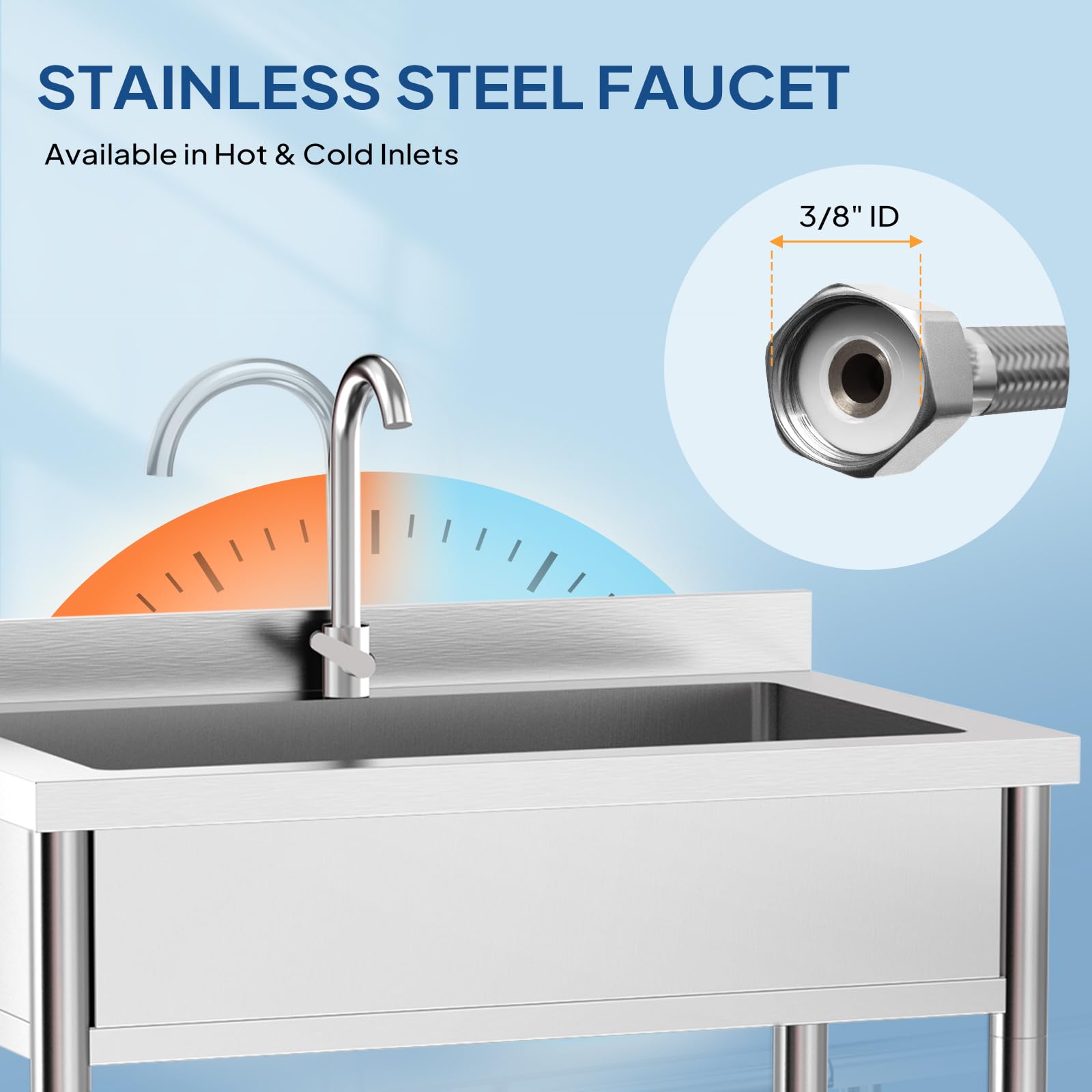 ROVSUN 35" x 22" One Bowl Stainless Steel Sink with Faucet