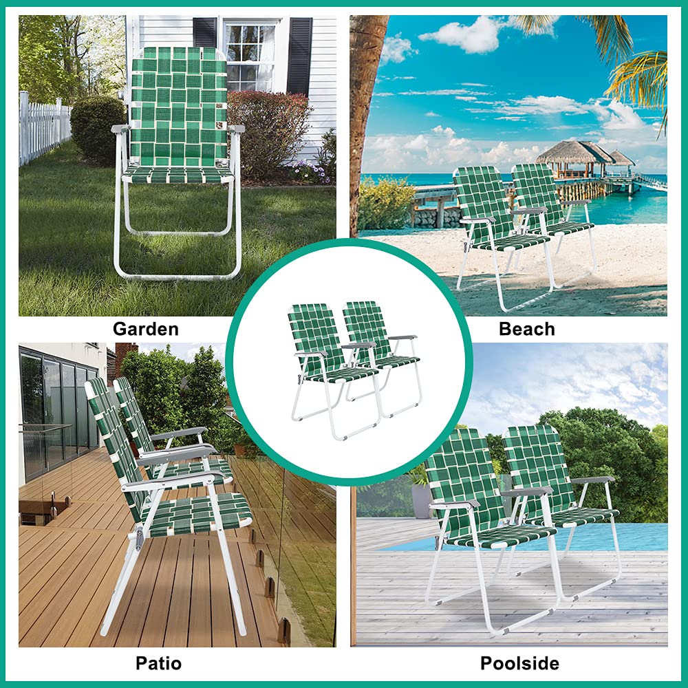 Portable Outdoor Folding Camping Beach Chair Set Dark Green