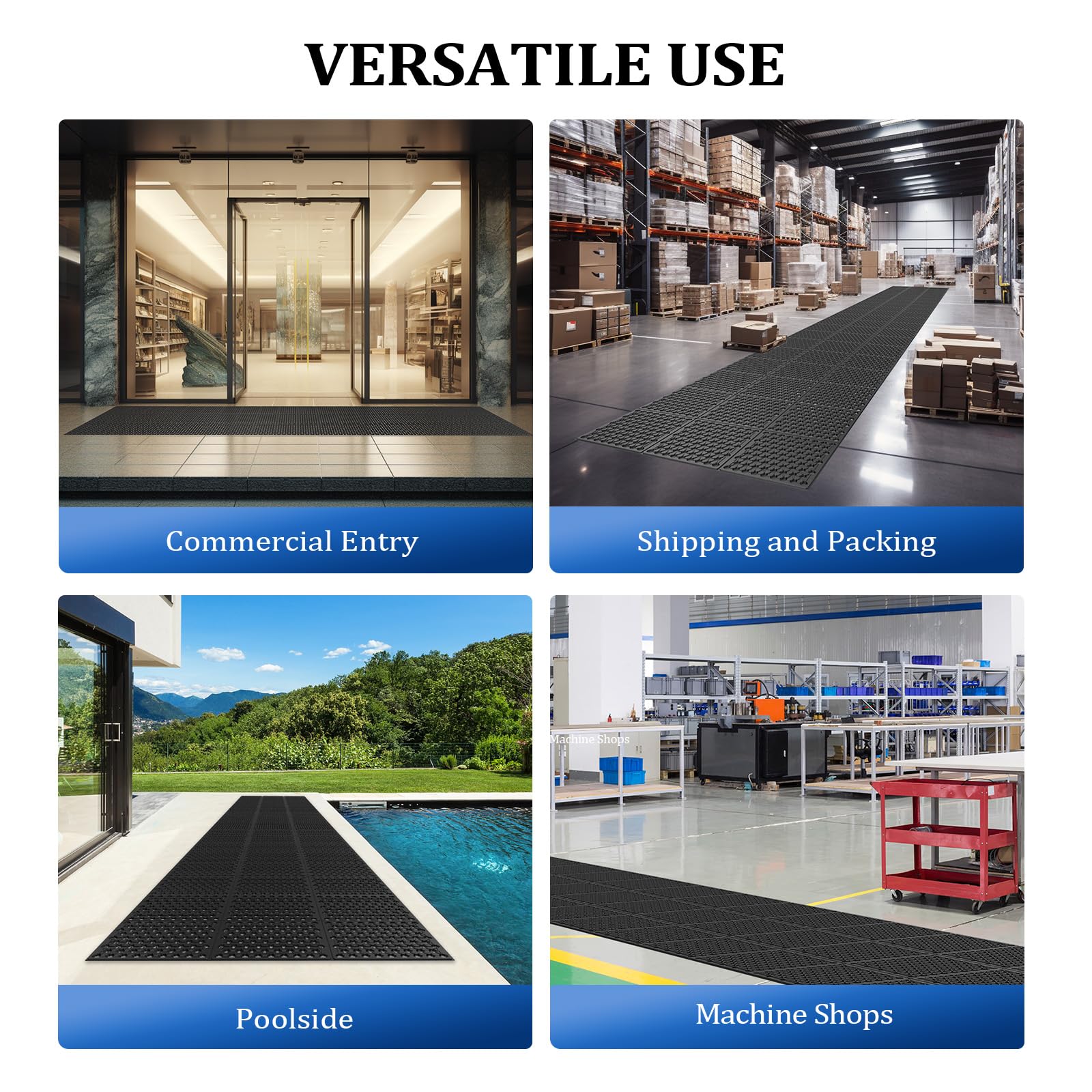 ROVSUN 36'' x 236''(3 x 20 FT) Rubber Floor Mat Anti-Fatigue Non-Slip with Holes