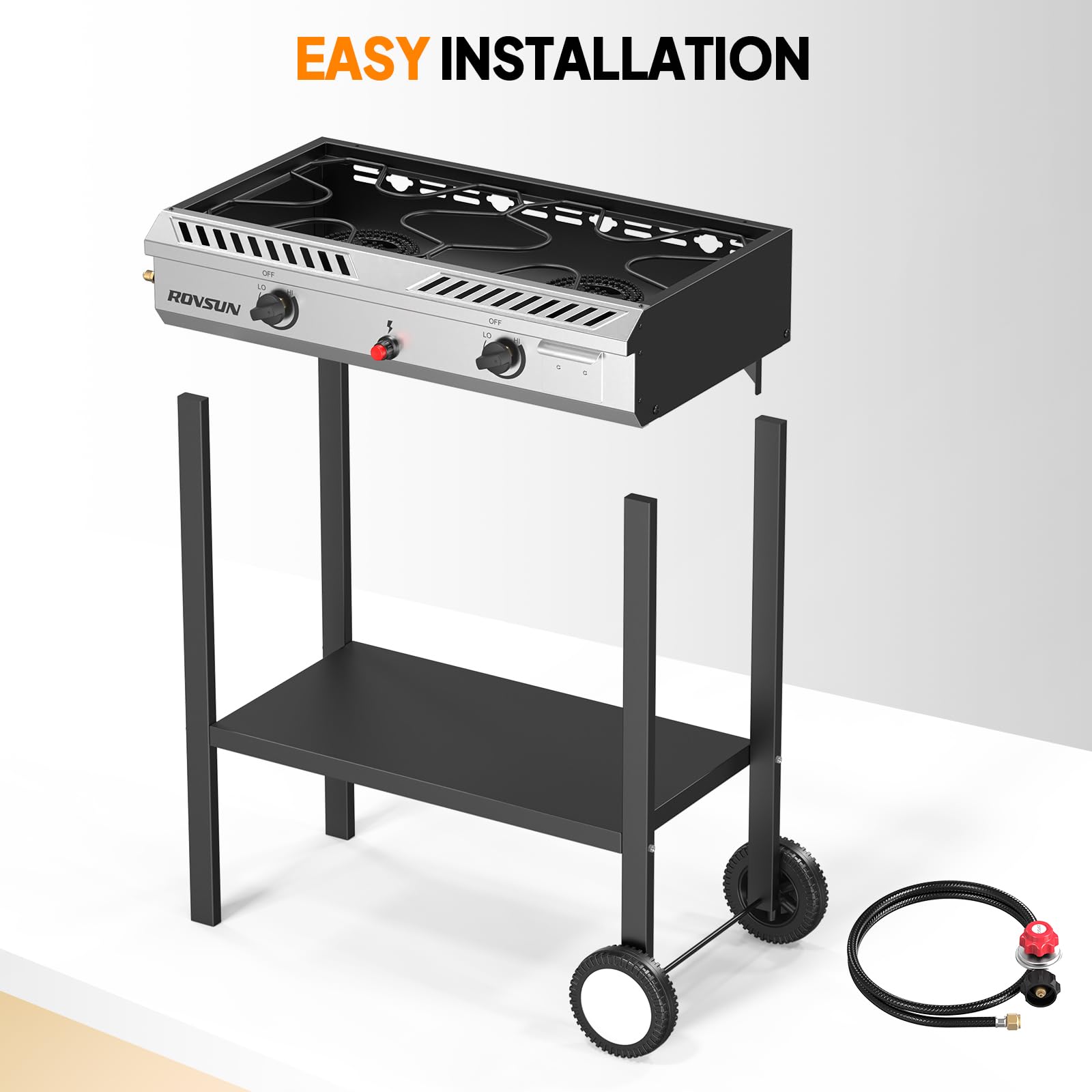 ROVSUN 2-Burner 150,000 BTU Camping Propane Stove with Wheels