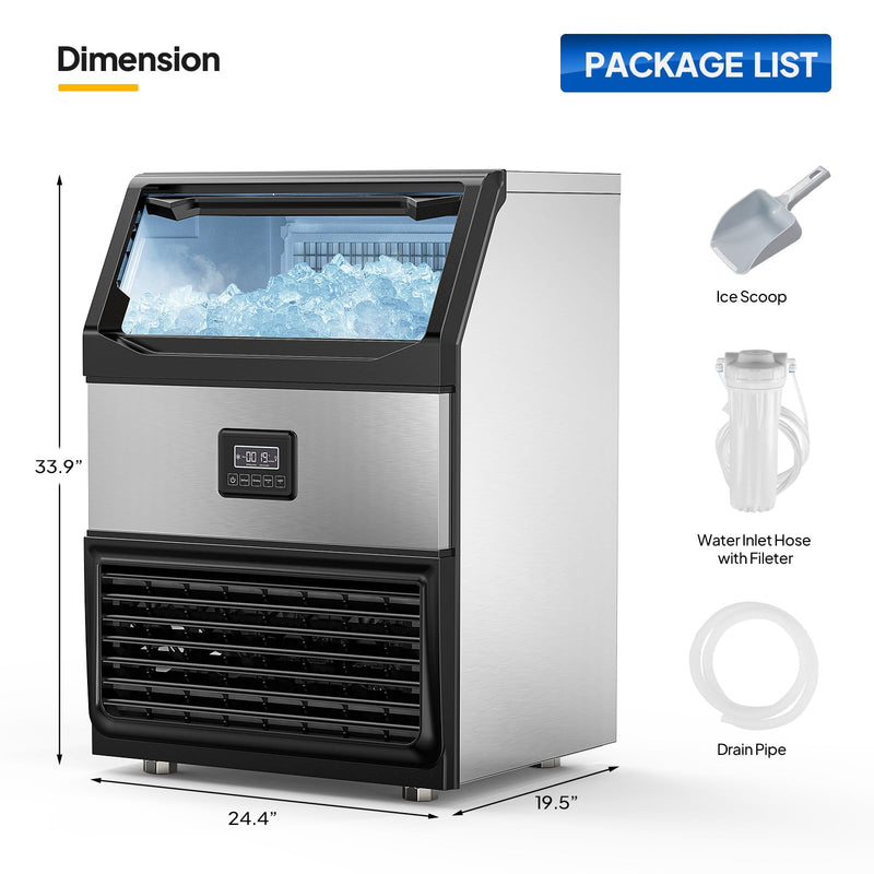 ROVSUN 440 LBS/24h 115V Commercial Ice Machine Maker Under Counter with LED Panel