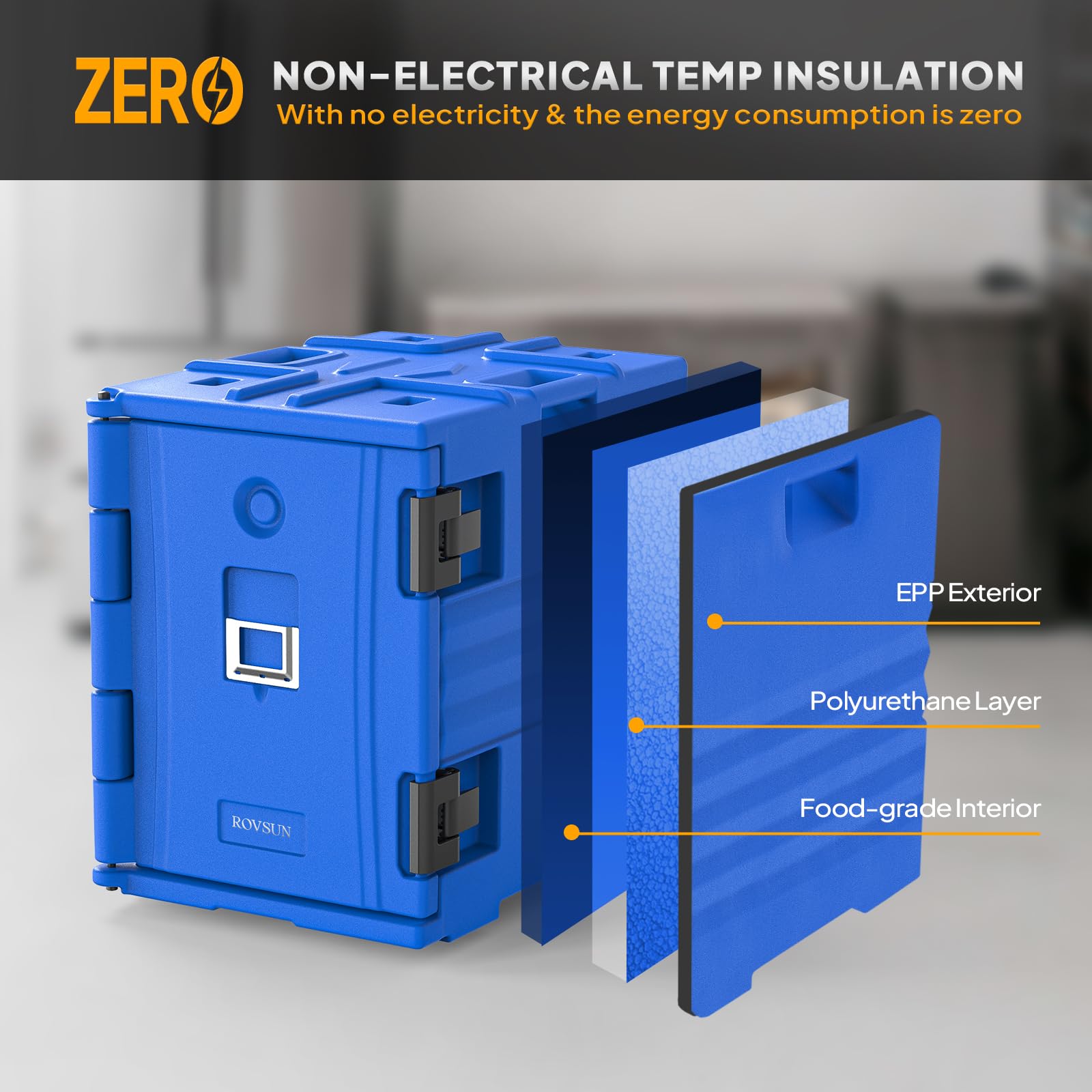 ROVSUN 82 QT Insulated Food Pan Carrier with Wheels Blue