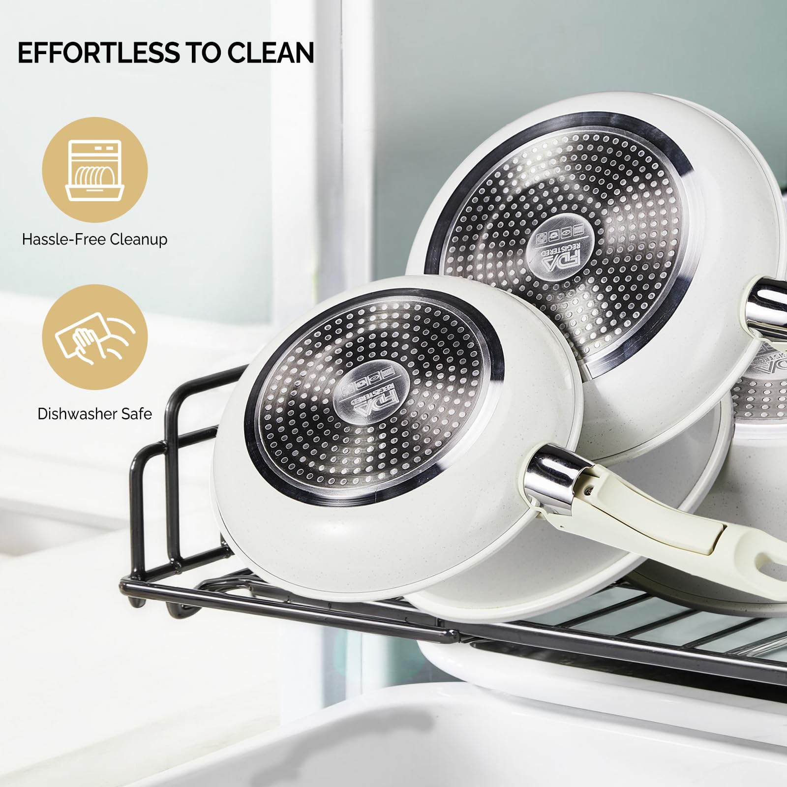 ROVSUN 19 Pcs Nonstick Pots and Pans Set with Detachable Handles