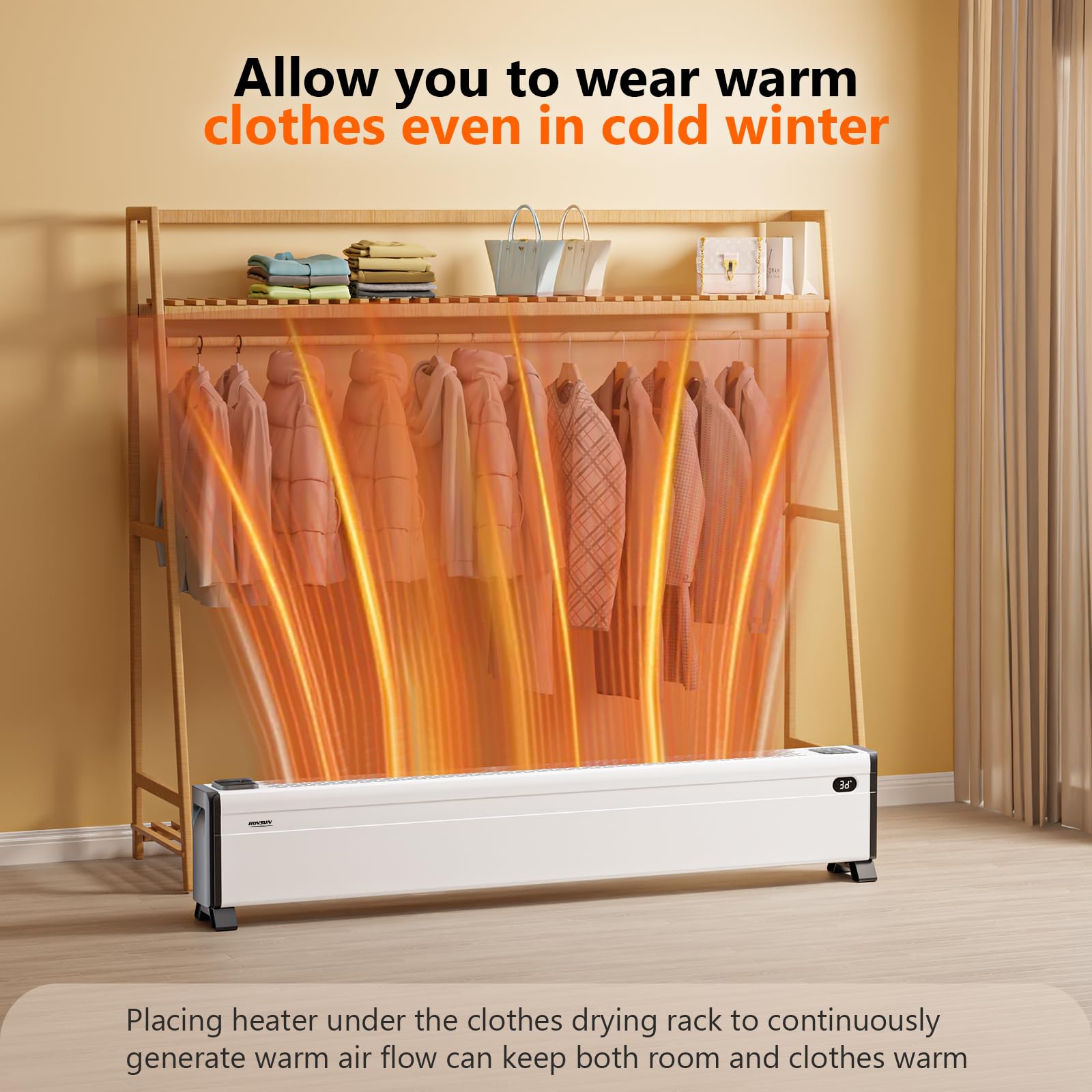 ROVSUN 48" Wide 1,500W 120V Electric Baseboard Heater with Remote Control