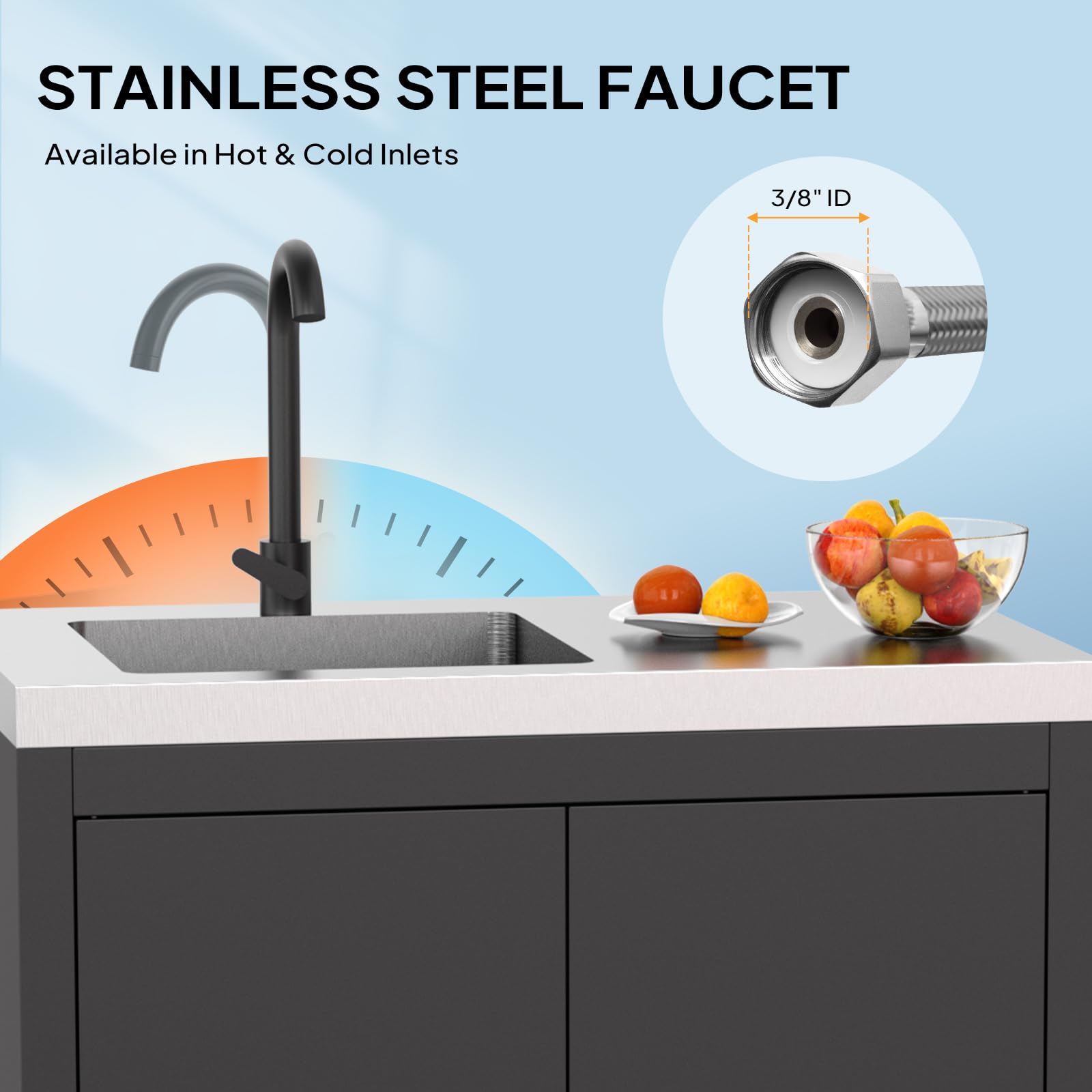 ROVSUN 35" x 20" Stainless Steel Utility Sink with Cabinet