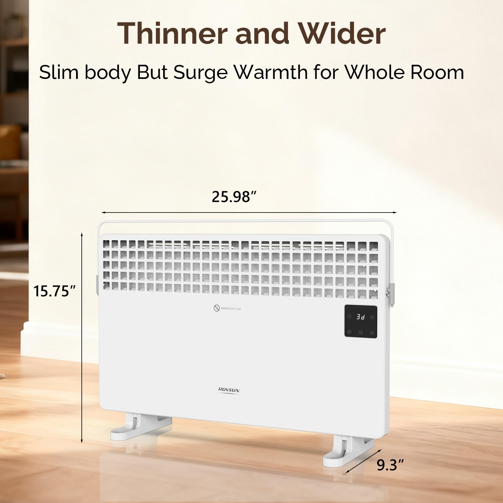 ROVSUN 1,500W 120V Panel Heater with Towel Bar & Remote Control
