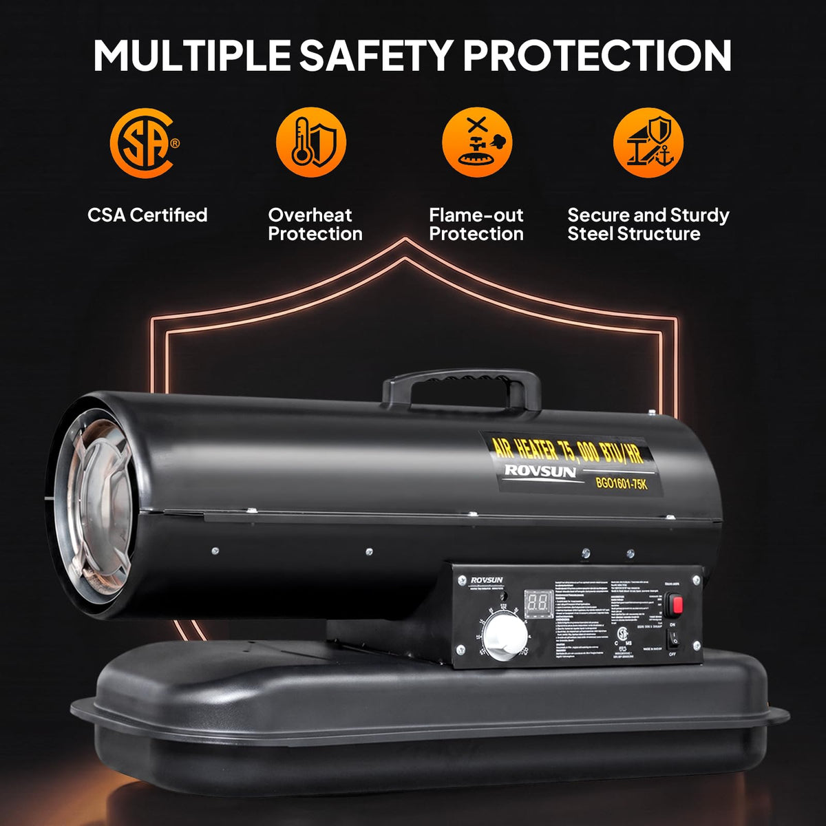 ROVSUN 75000 BTU Kerosene Forced Air Heater Portable Torpedo Diesel Space Heater