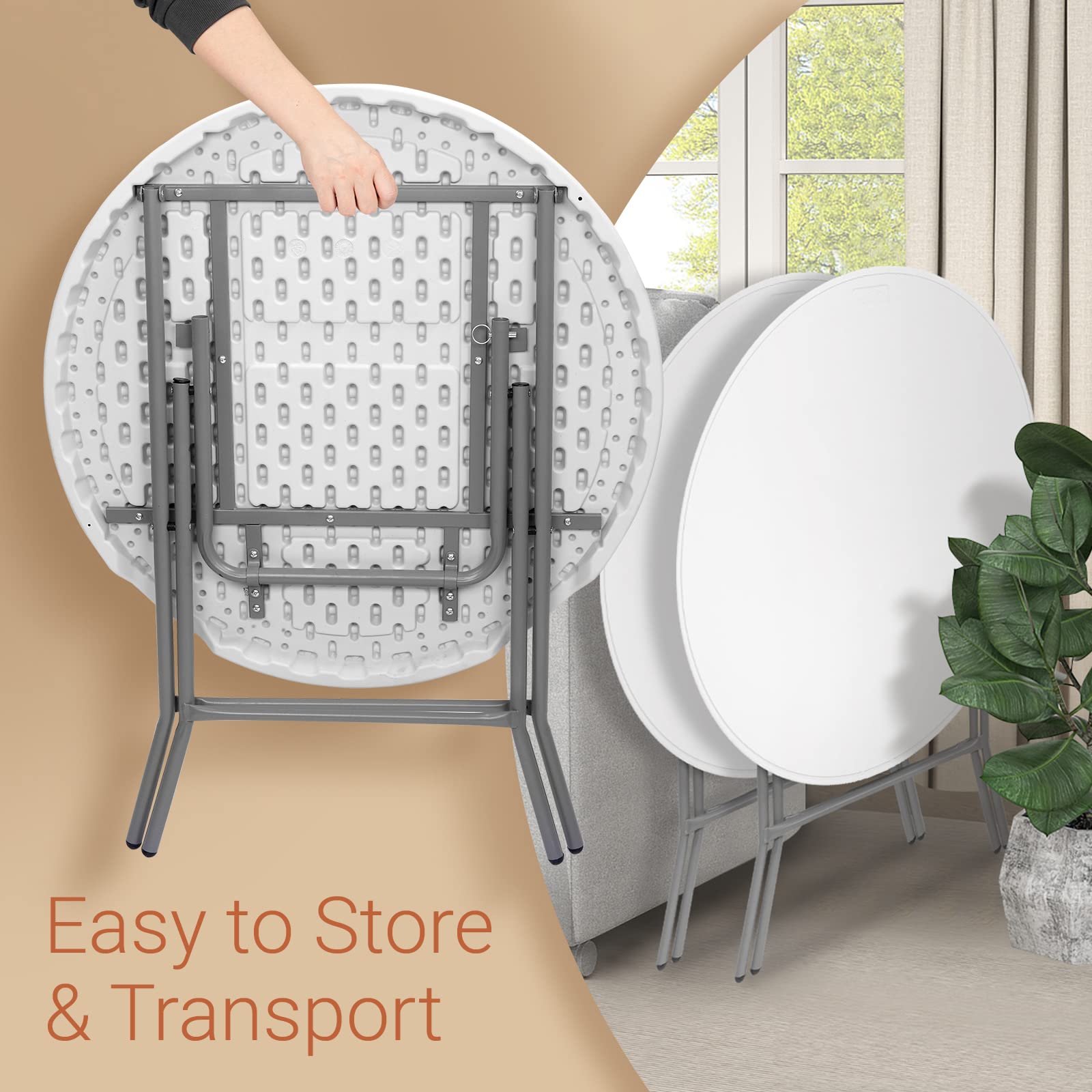 32" Round Folding Portable Plastic Dining Table White