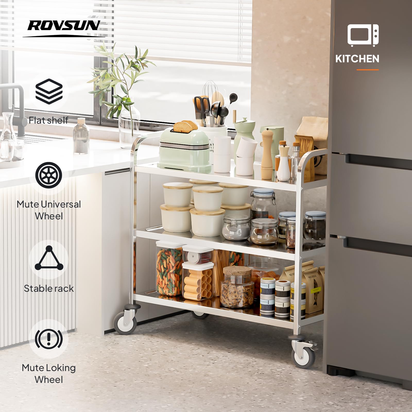 3-Tier 37" x 19" 330 lb. Capacity Stainless Steel Utility Cart