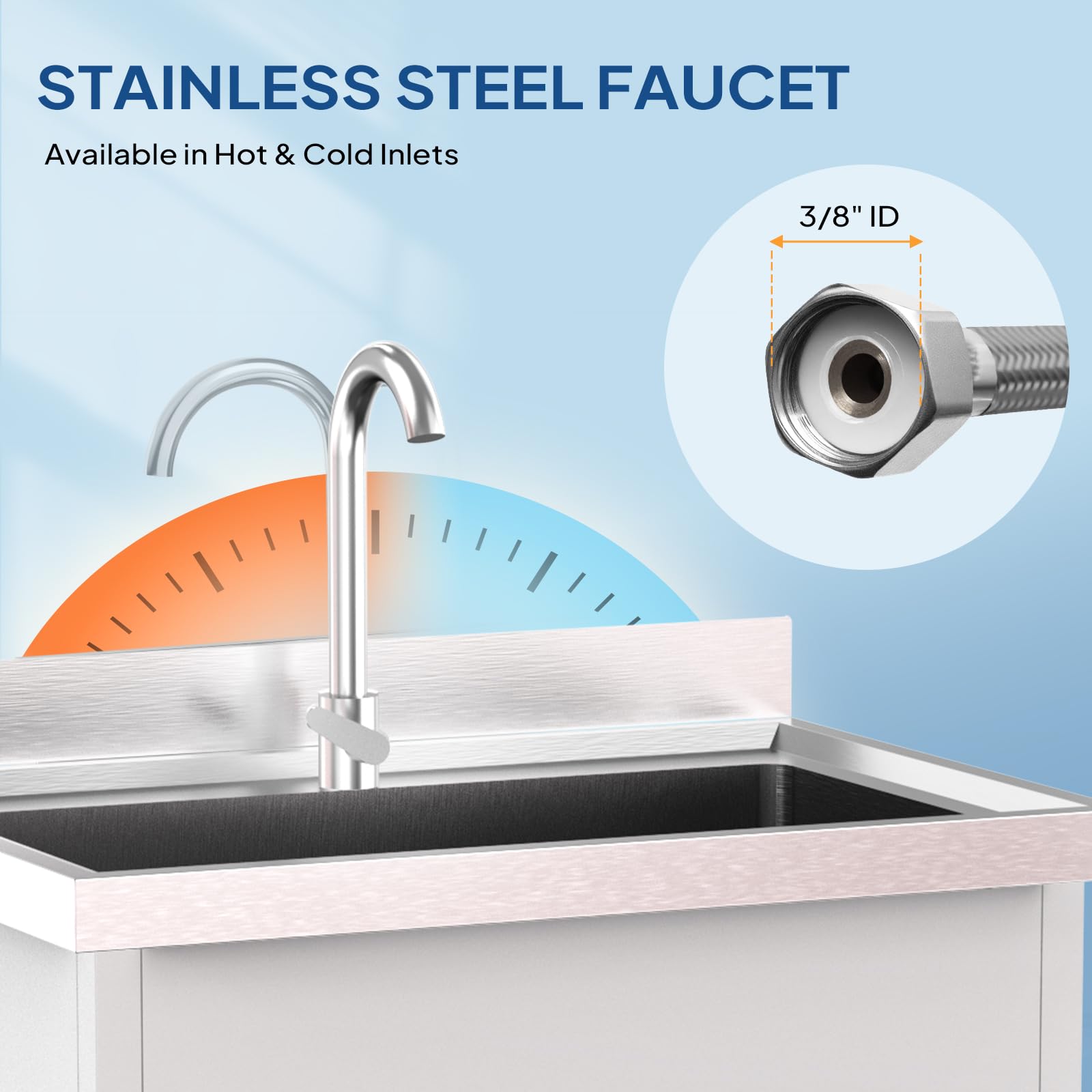 ROVSUN 28" x 19" One Bowl Stainless Steel Sink with Faucet