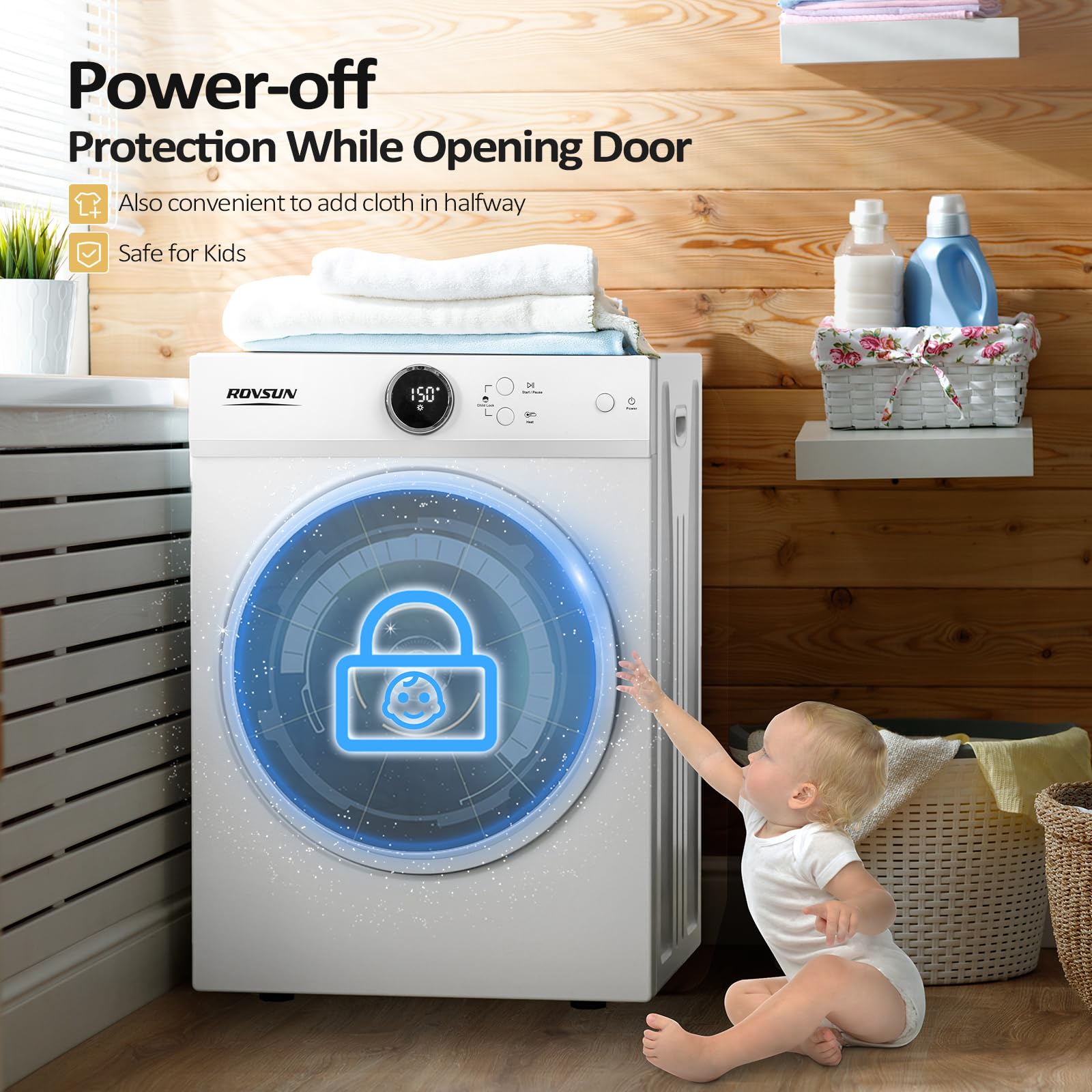 ROVSUN 1.8 Cu.Ft 1,020W 110V Tumble Clothes Dryer with Electronic Screen Control