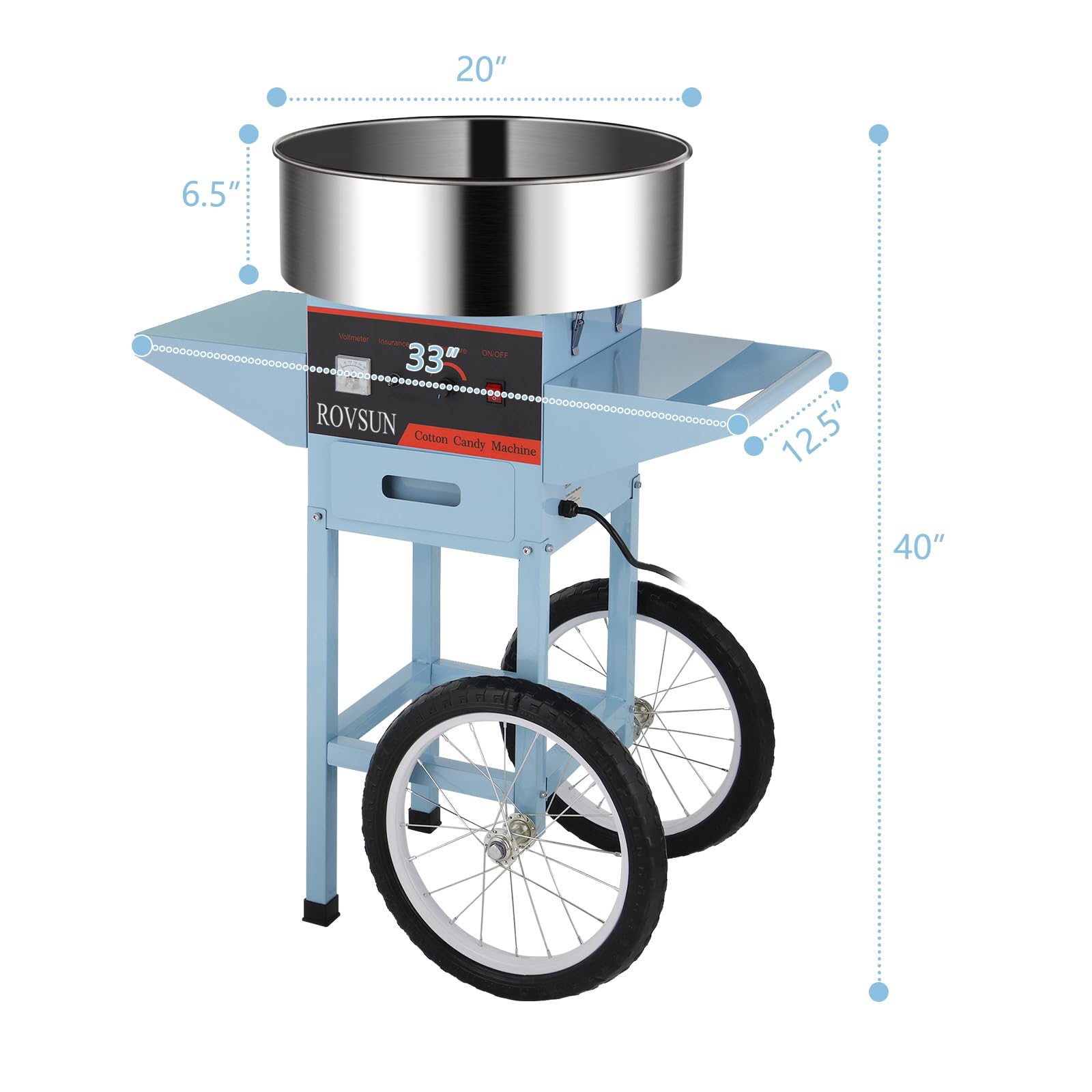 ROVSUN 21" Cotton Candy Machine with Cart Blue