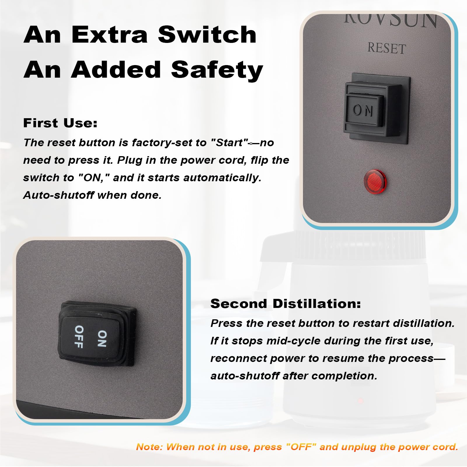 ROVSUN 1.1 Gal 750W 110V Water Distiller Countertop Gray