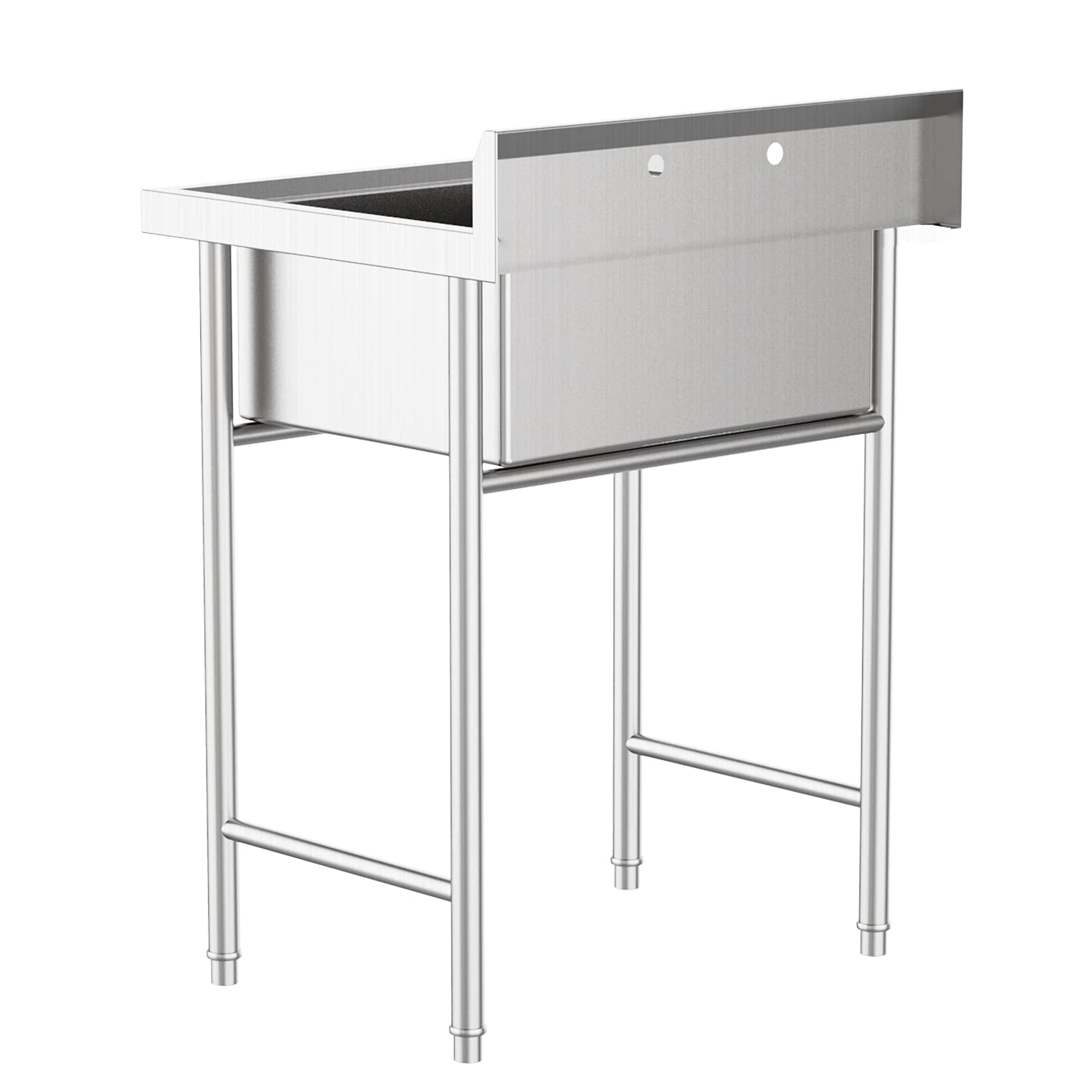 ROVSUN 28" x 24" 1 Compartment 304 Stainless Steel Sink with Backsplash