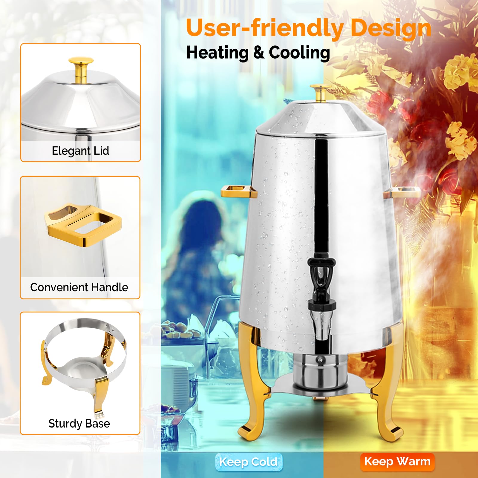 ROVSUN 3.5 Gallon Stainless Steel Coffee Chafer Urn with Fuel Holder