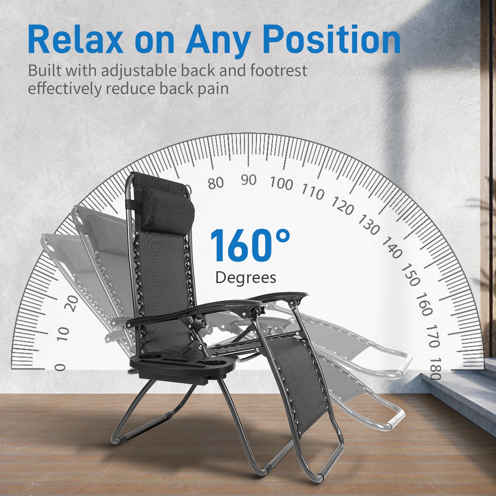 Outdoor Folding Zero Gravity Lounge Chair Black