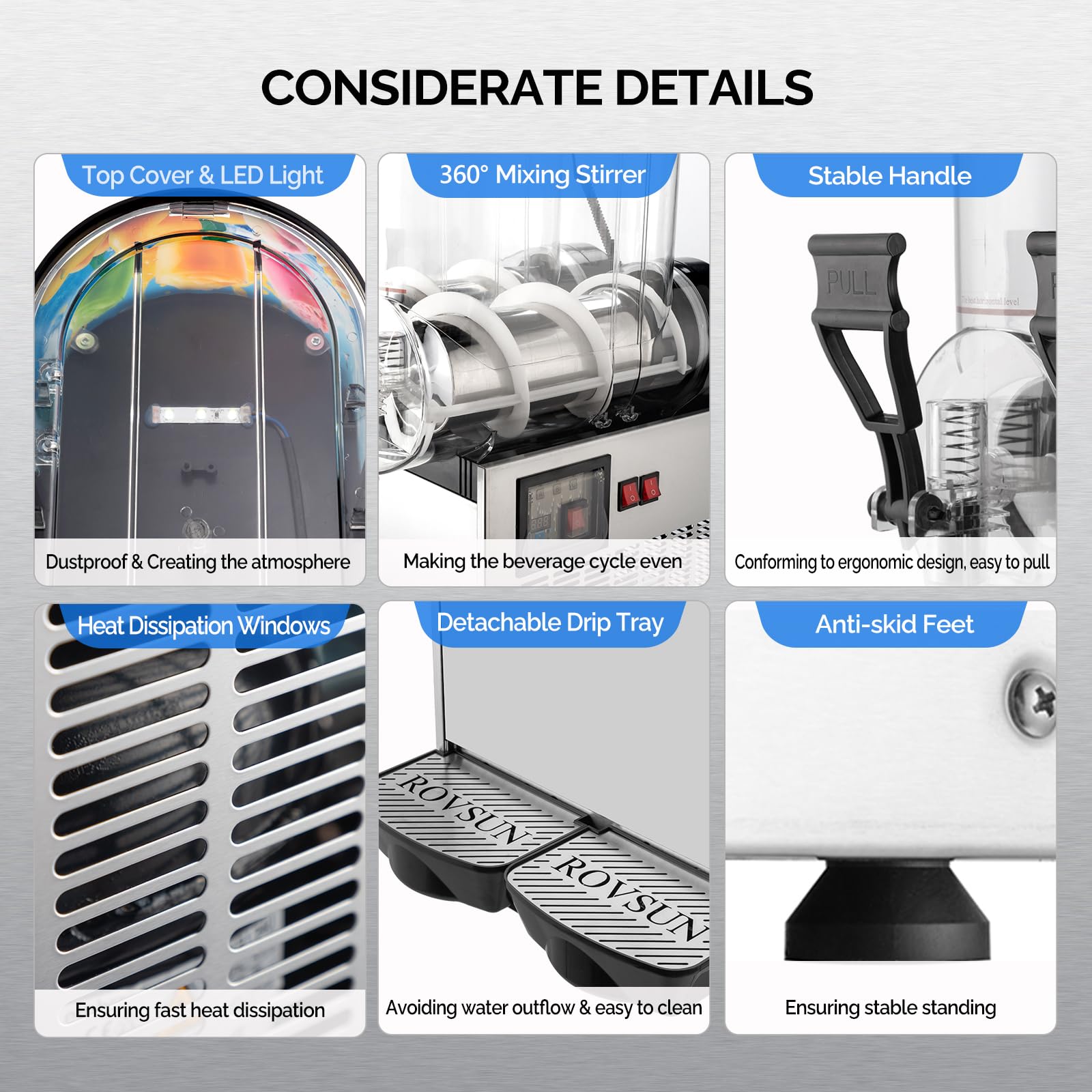 ROVSUN 12 Gallon 3 Tank 900W 110V Commercial Slushy Machine
