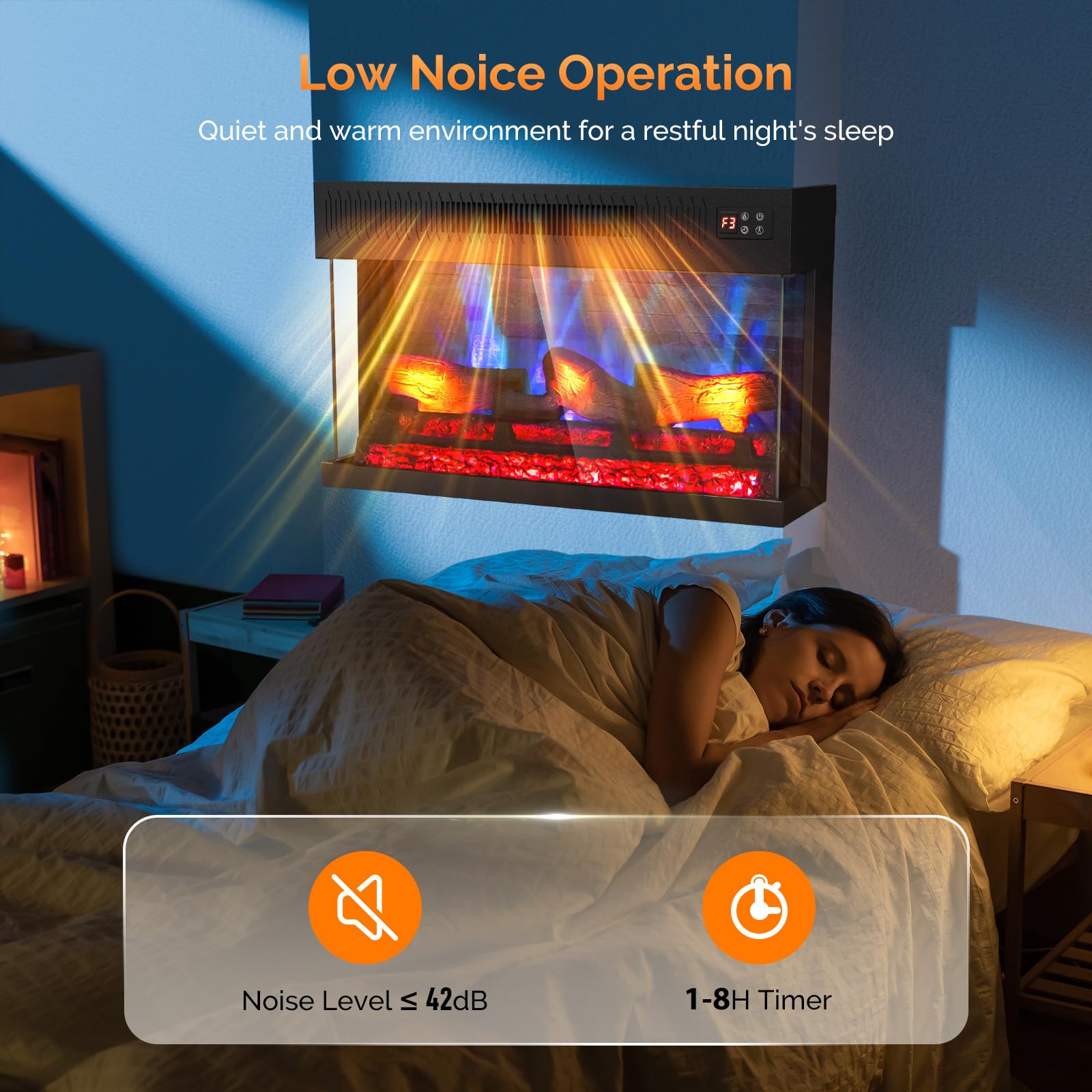 ROVSUN 28" 1400W 120V Electric Fireplace Insert with Remote Control