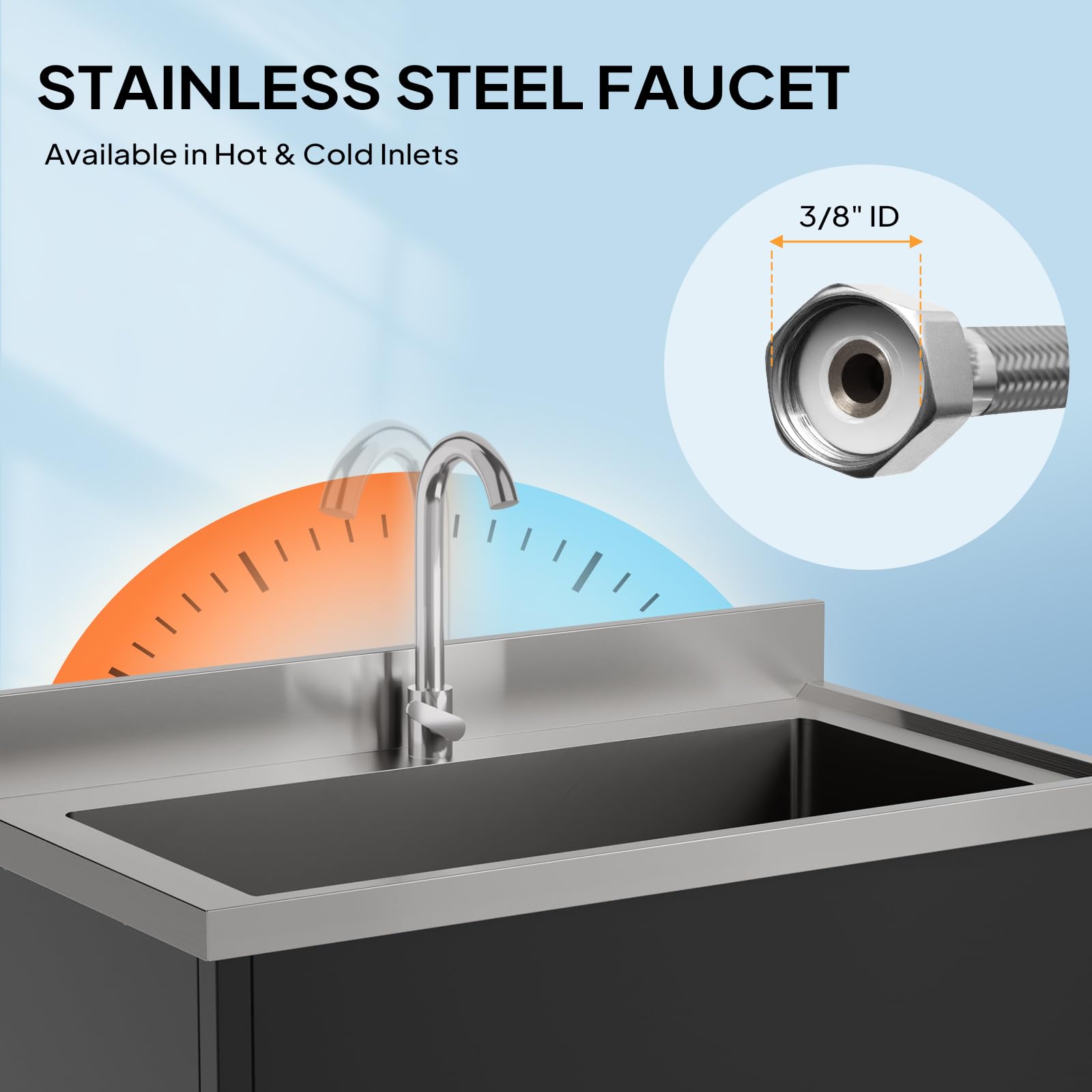 ROVSUN 36" x 20" Stainless Steel Utility Sink with Faucet