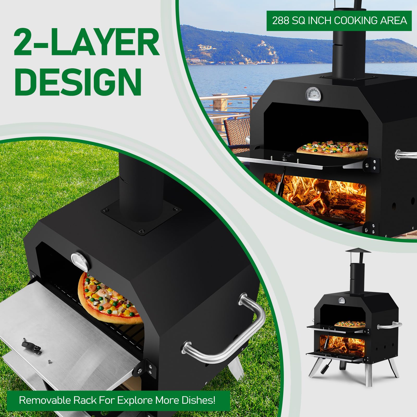 ROVSUN 12" Outdoor Countertop Pizza Oven