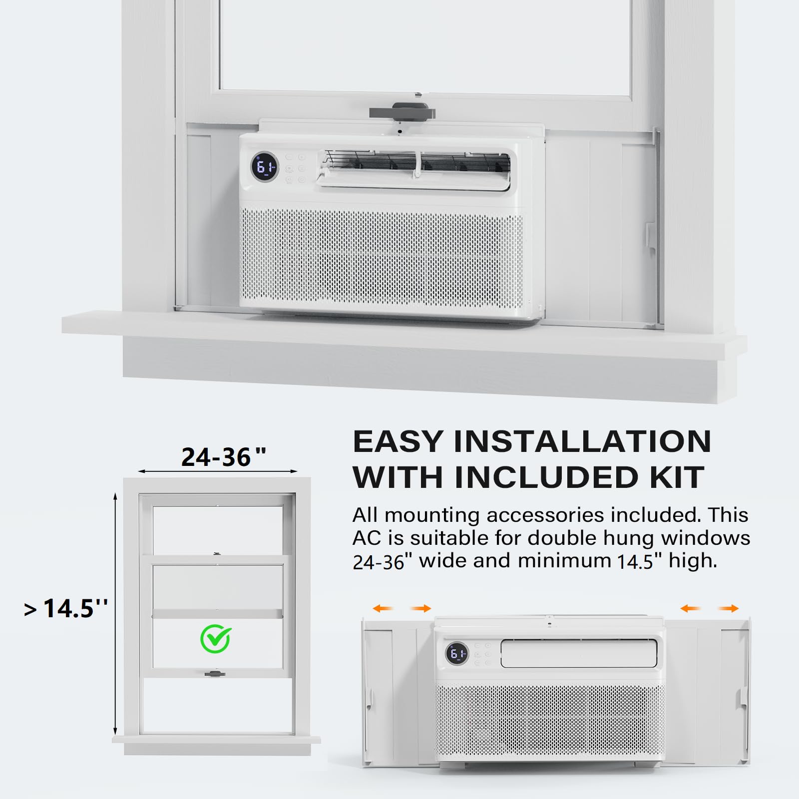 ROVSUN 10,000 BTU 115V Window Air Conditioner with Inverter & Wifi/APP & Install Kit