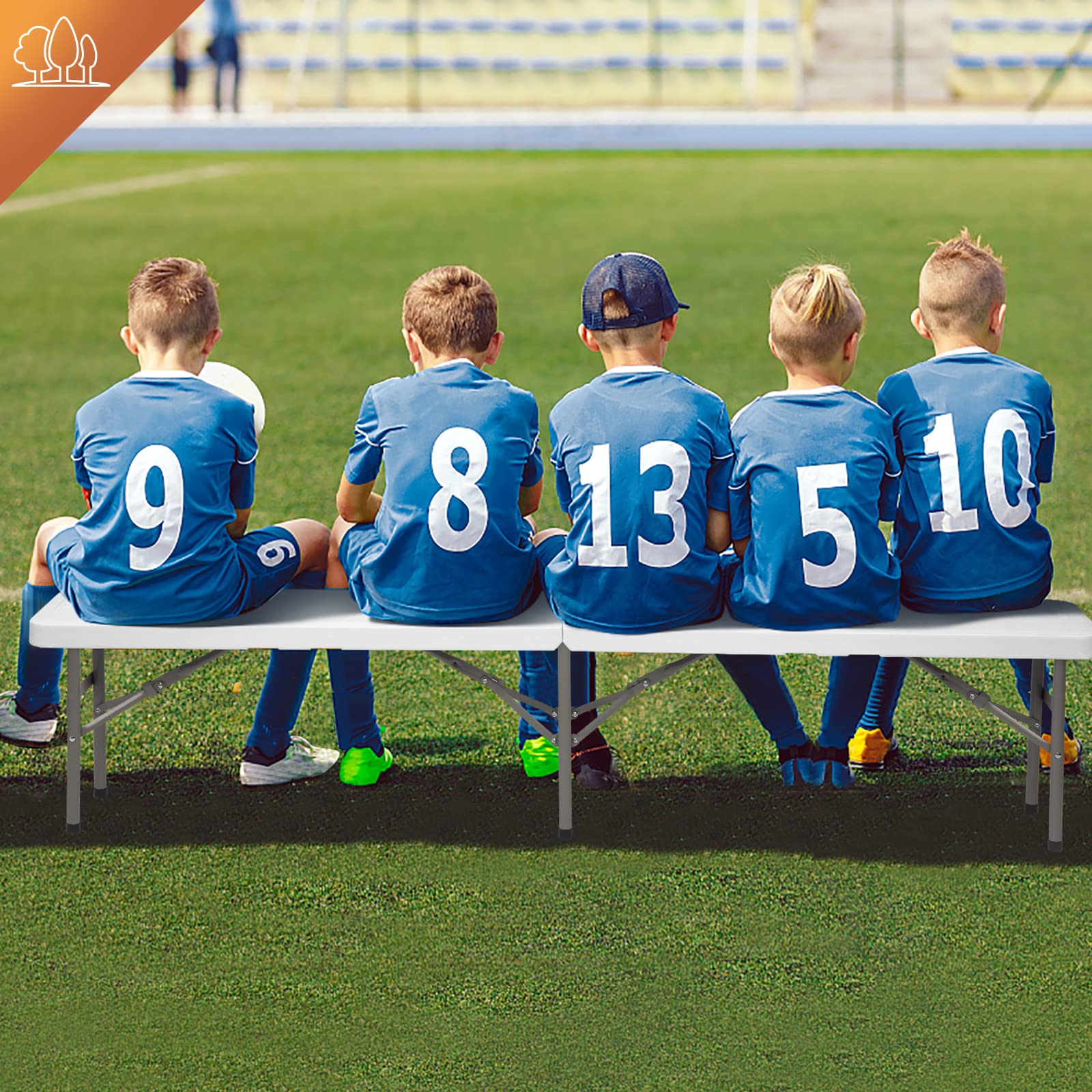 6 Feet Plastic Folding Bench Outdoor Picnic Party Seat White