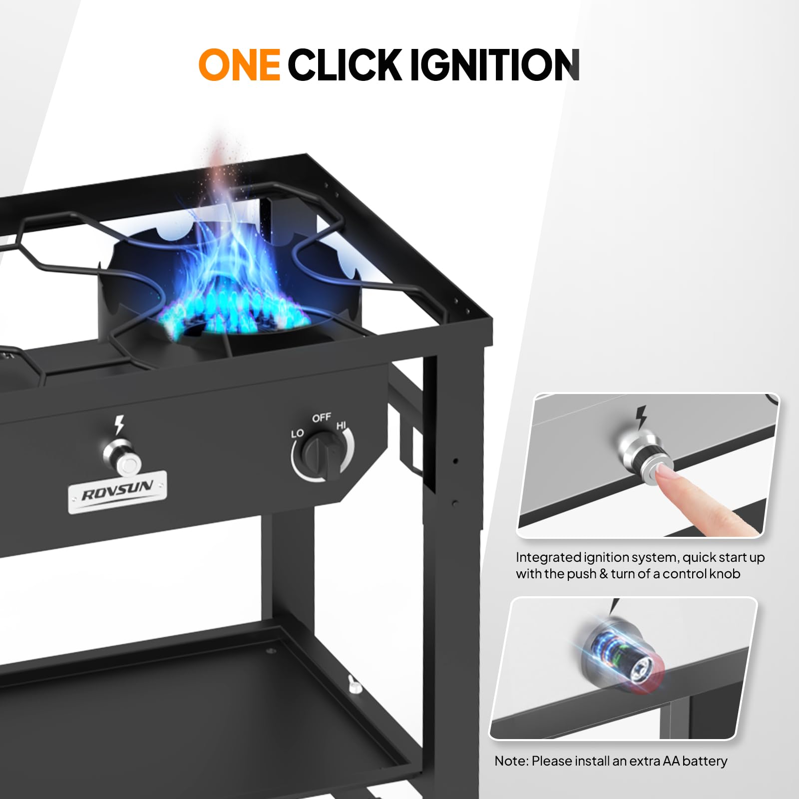 ROVSUN 2-Burner 150000 BTU Outdoor Camping Propane Stove with Foldable Work Station