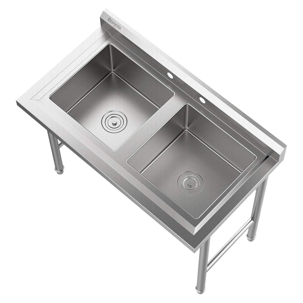 ROVSUN 36" x 21" 2 Compartment 304 Stainless Steel Sink Kitchen Restaurant