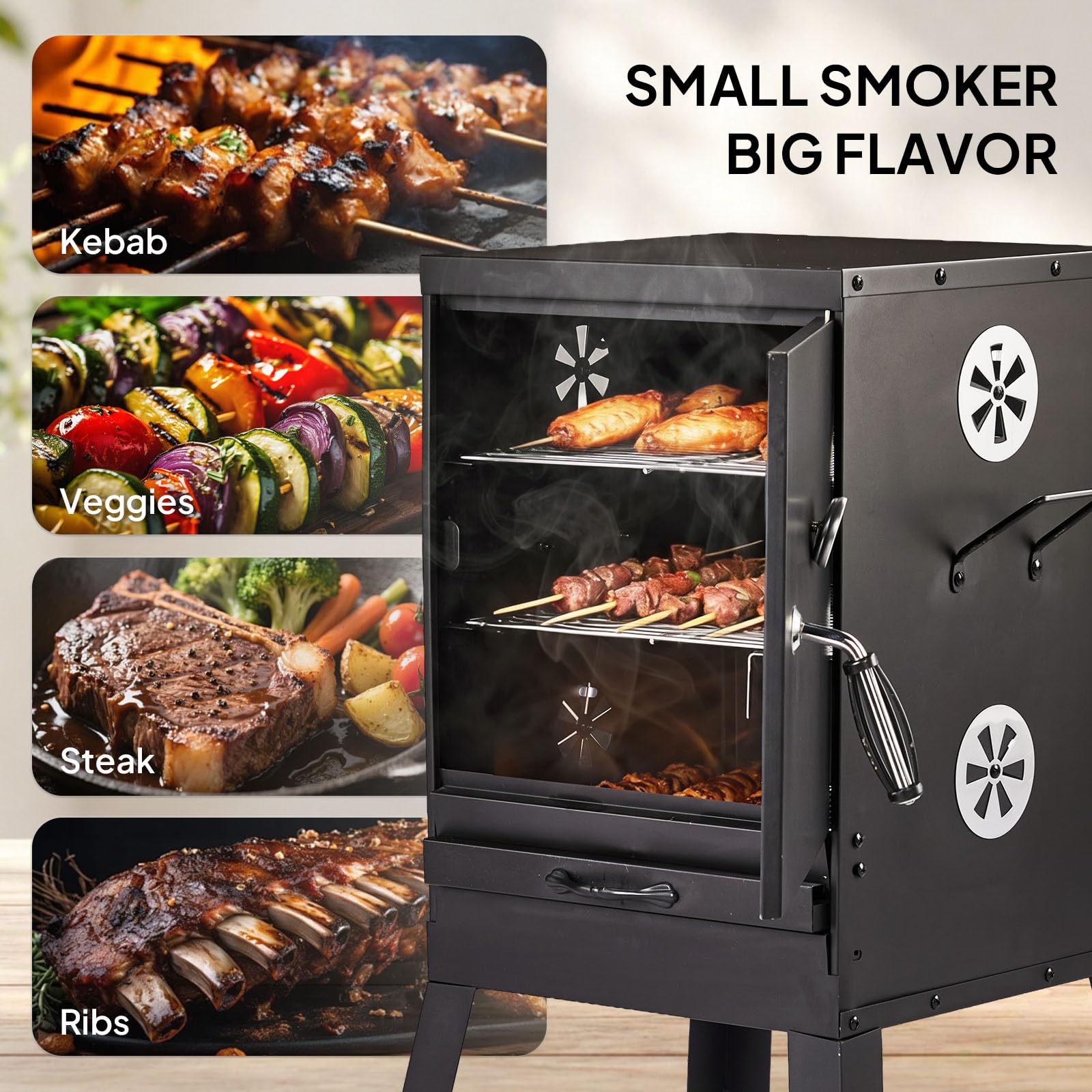 ROVSUN 2-in-1 Outdoor Smoker with Door