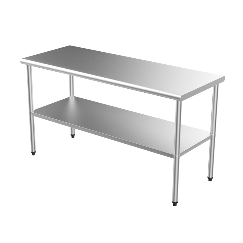 ROVSUN 60 x 24 Inch Stainless Steel Table with Undershelf
