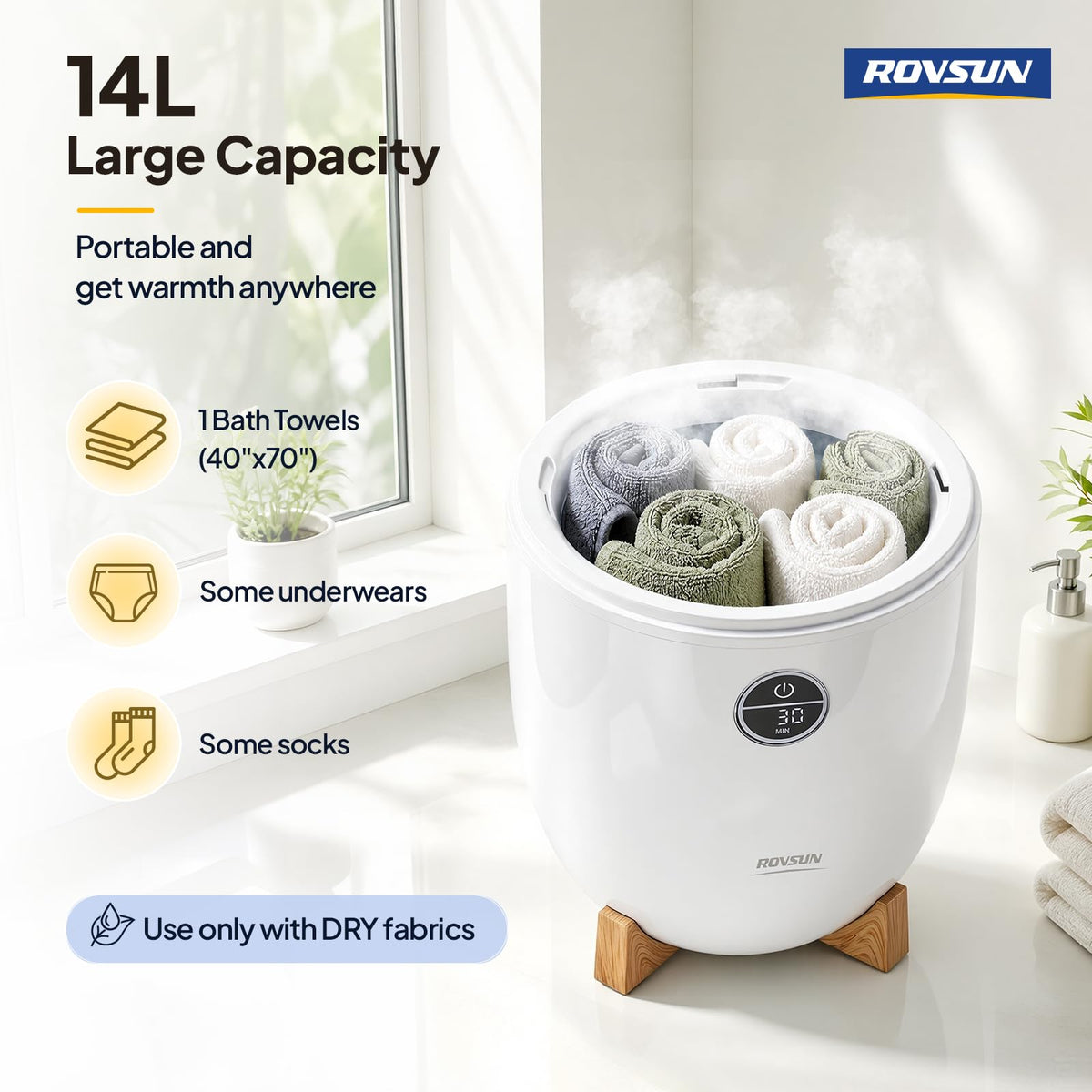ROVSUN 14L Towel Warmer Bucket with LED Touch