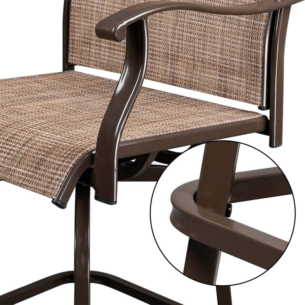 2 Pieces Outdoor Swivel Bar Stool Set Brown