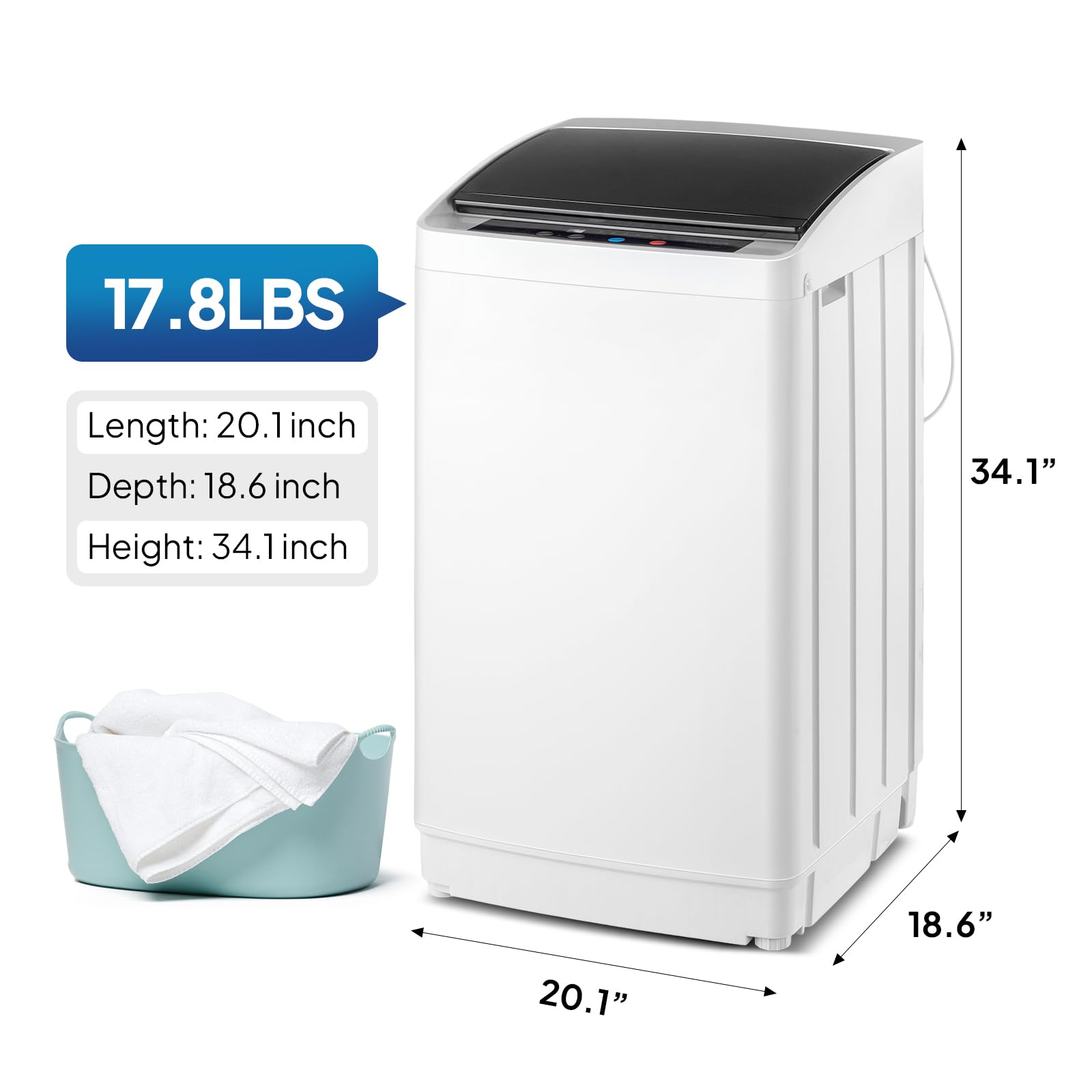 ROVSUN 1.5 Cu.Ft. 400W 110V Automatic Top-Loading Washer